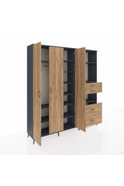 Hyperion Dolap 12 Raflı 4 Çekmeceli Tek Askılı 220x44x243 - S553M047V12B