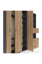 Hyperion Dolap 12 Raflı 4 Çekmeceli Tek Askılı 220x44x243 - S553M047V12B