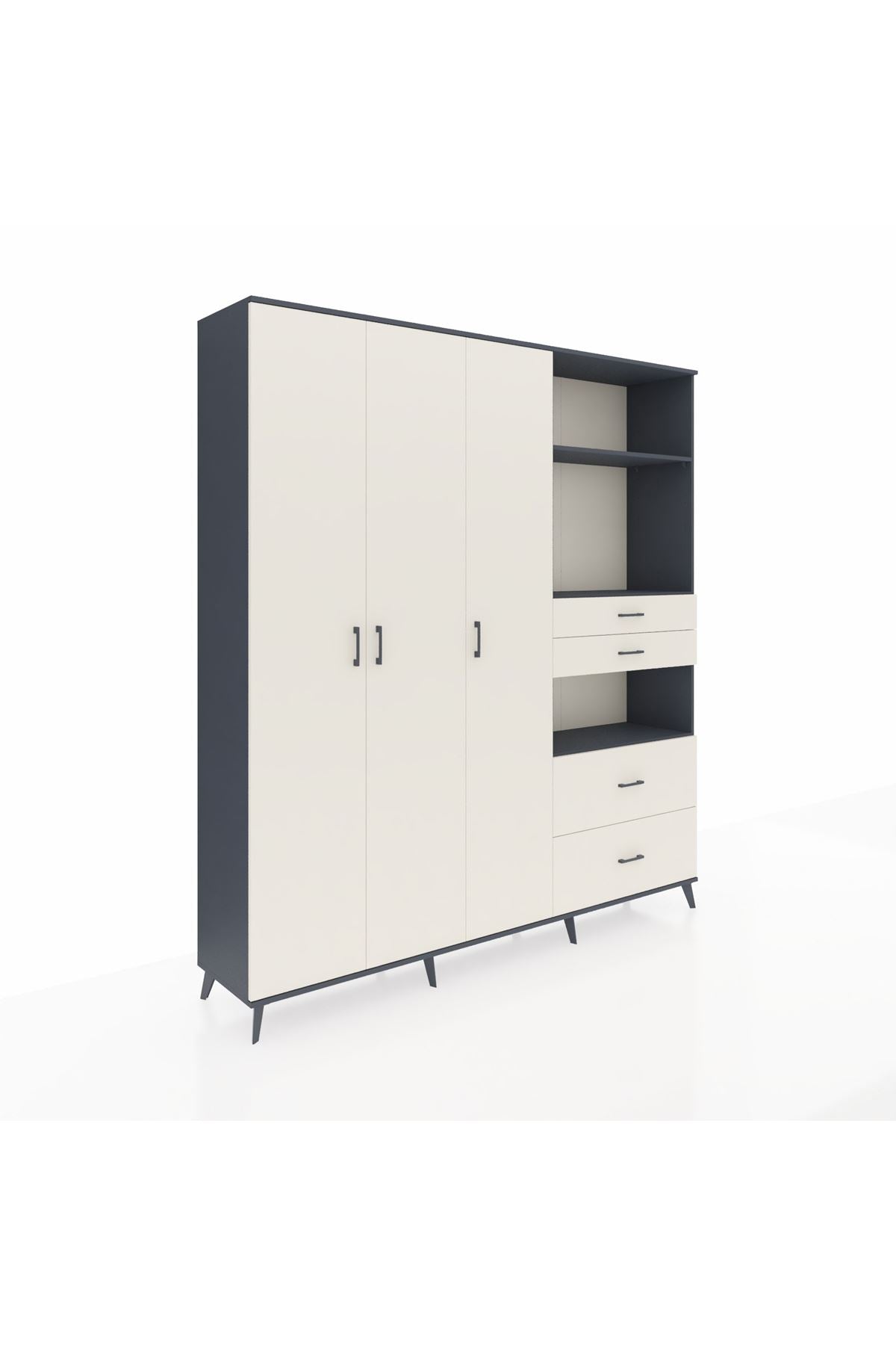 Hyperion Dolap 12 Raflı 4 Çekmeceli Tek Askılı 220x44x243 - S553M047V13B