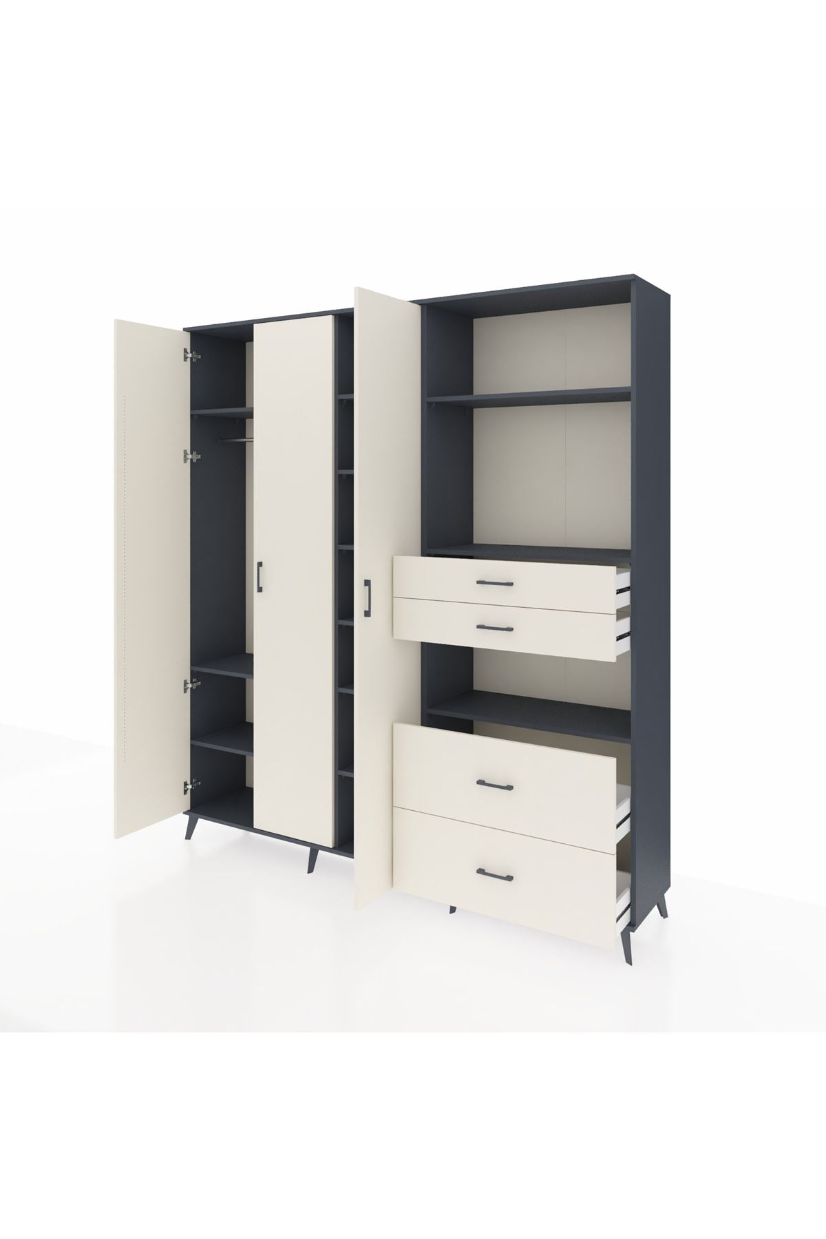 Hyperion Dolap 12 Raflı 4 Çekmeceli Tek Askılı 220x44x243 - S553M047V13B