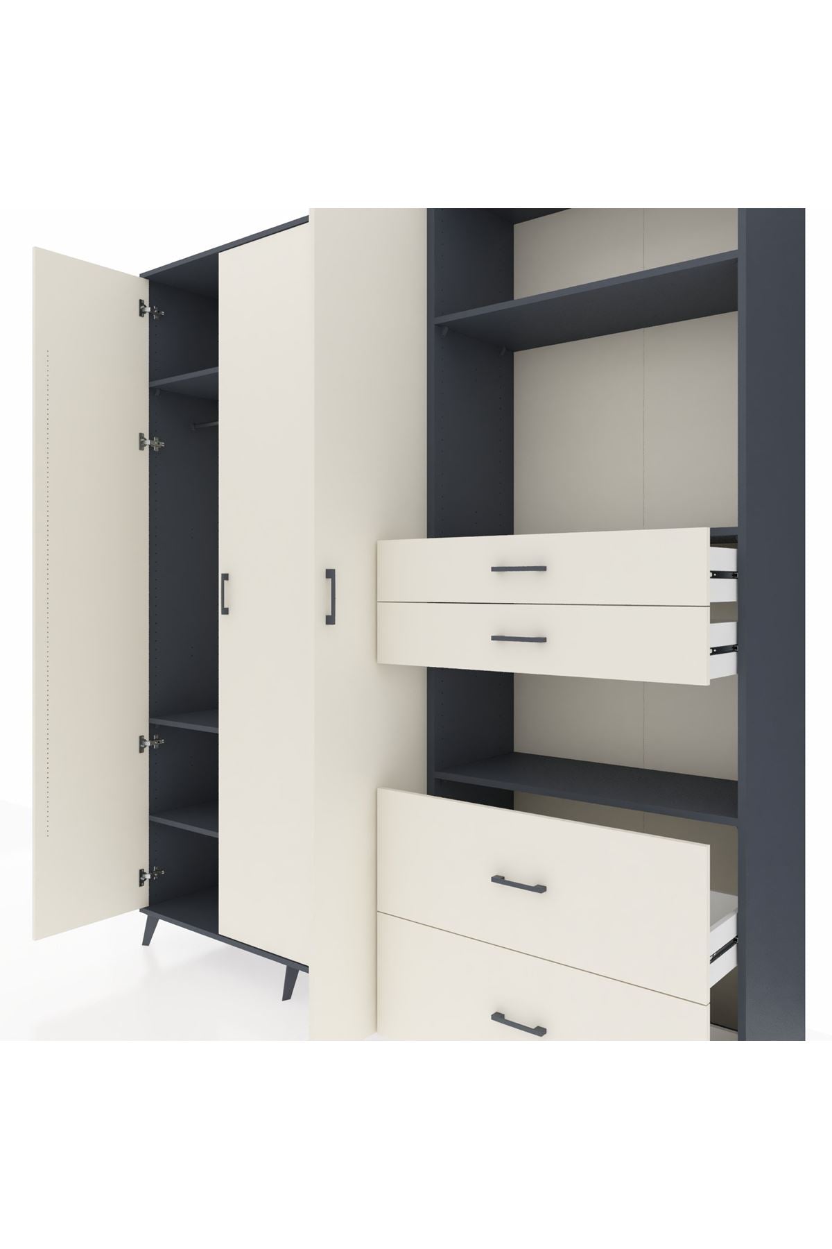 Hyperion Dolap 12 Raflı 4 Çekmeceli Tek Askılı 220x44x243 - S553M047V13B