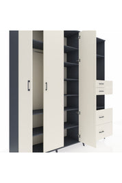 Hyperion Dolap 12 Raflı 4 Çekmeceli Tek Askılı 220x44x243 - S553M047V13B