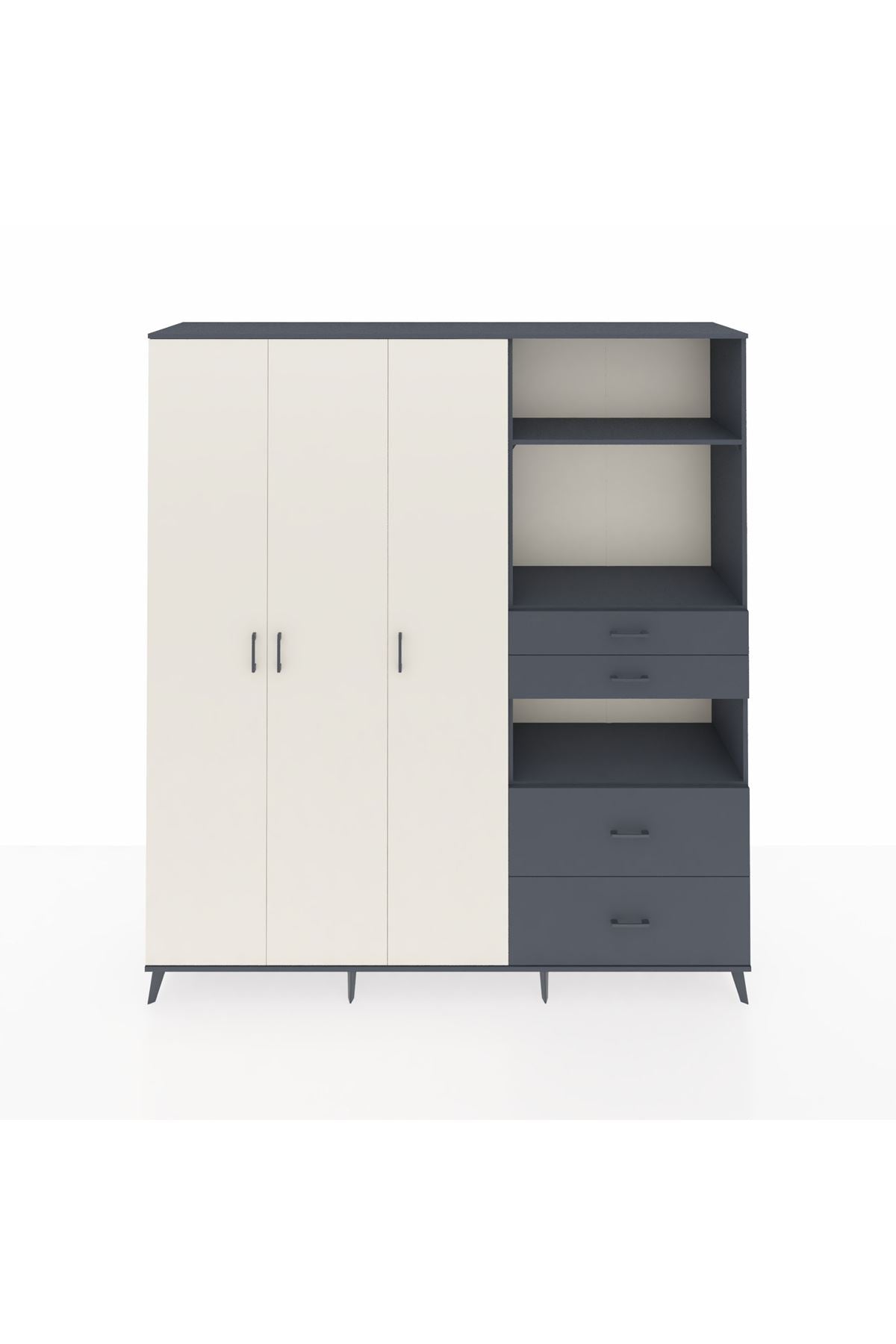 Hyperion Dolap 12 Raflı 4 Çekmeceli Tek Askılı 220x44x243 - S553M047V14B