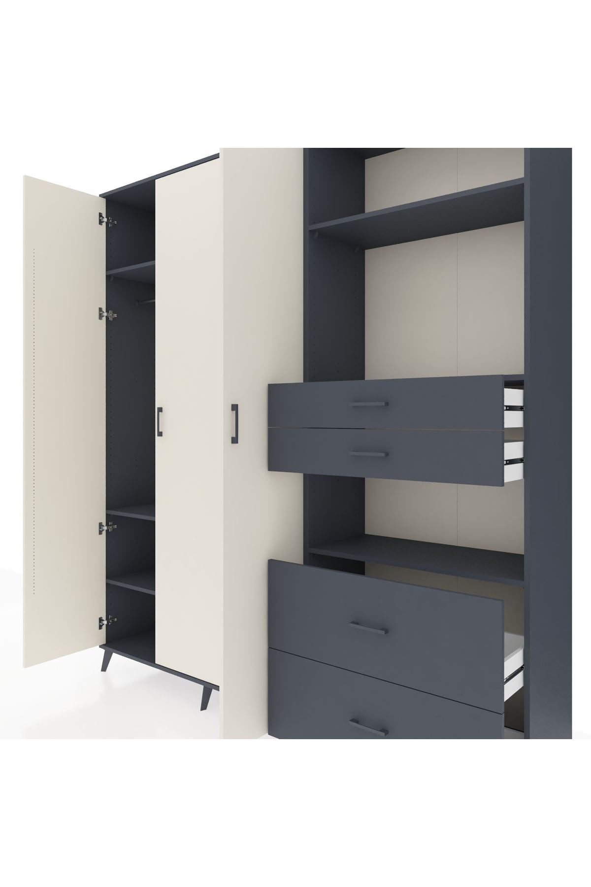 Hyperion Dolap 12 Raflı 4 Çekmeceli Tek Askılı 220x44x243 - S553M047V14B