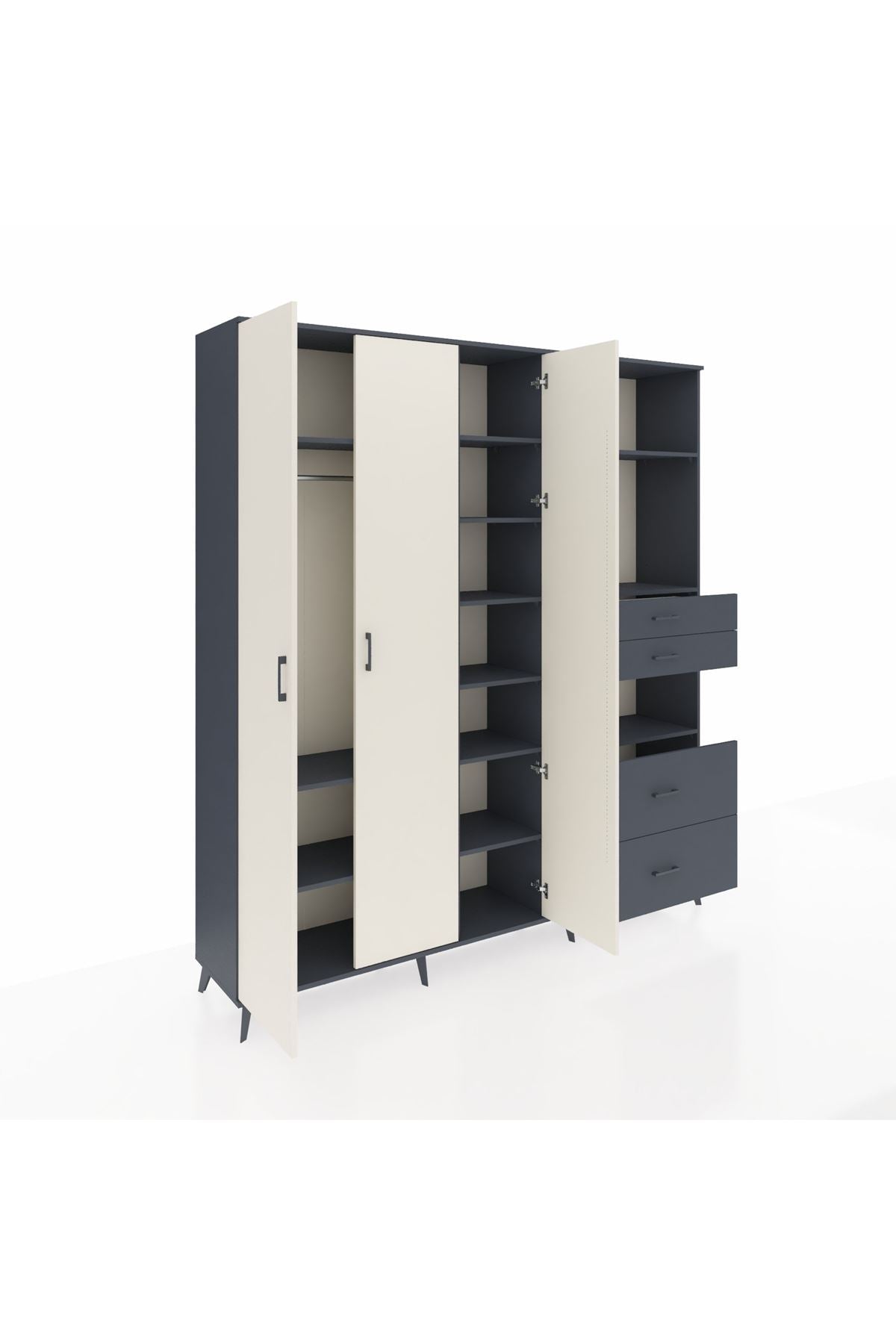 Hyperion Dolap 12 Raflı 4 Çekmeceli Tek Askılı 220x44x243 - S553M047V14B