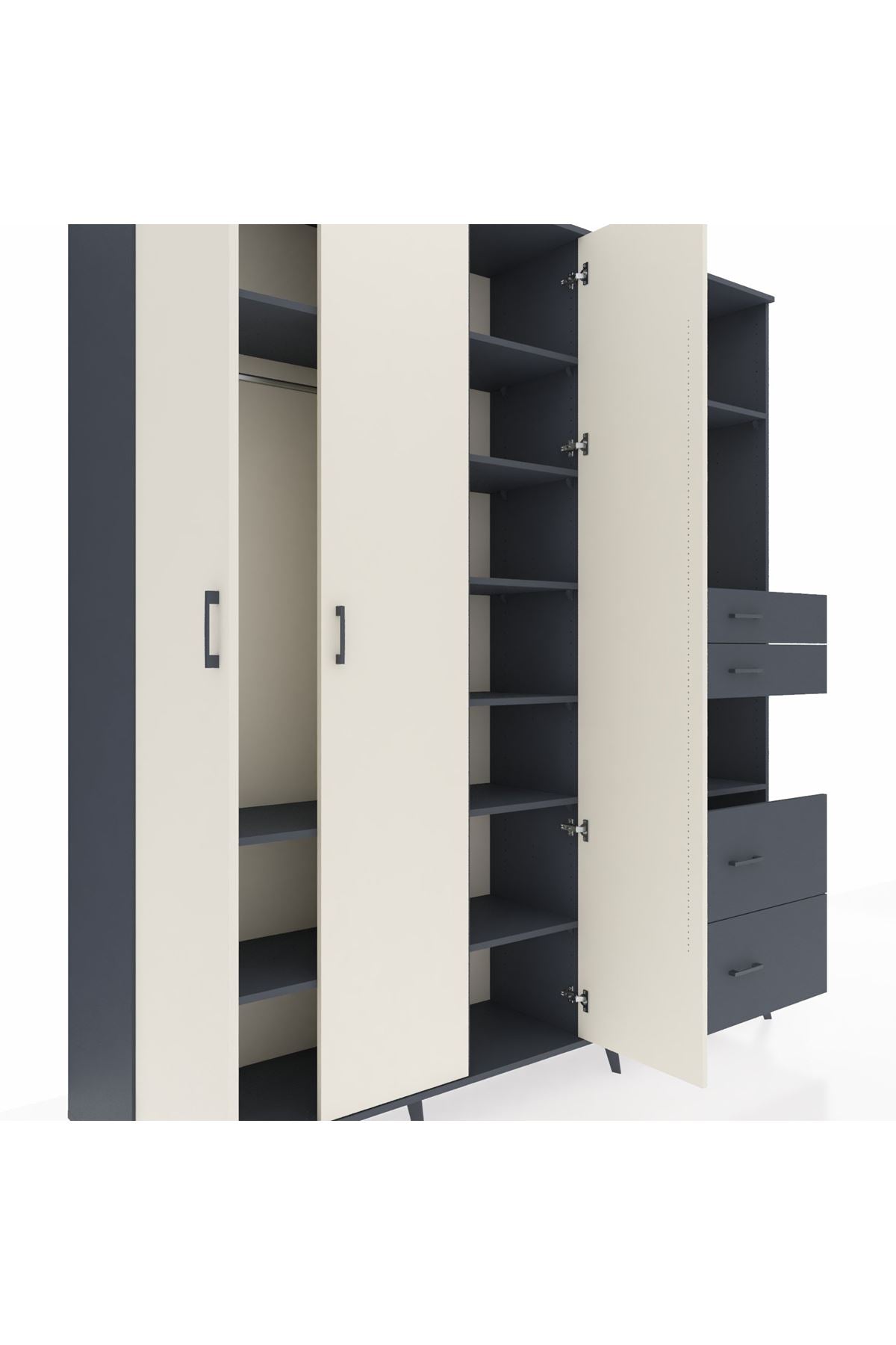 Hyperion Dolap 12 Raflı 4 Çekmeceli Tek Askılı 220x44x243 - S553M047V14B