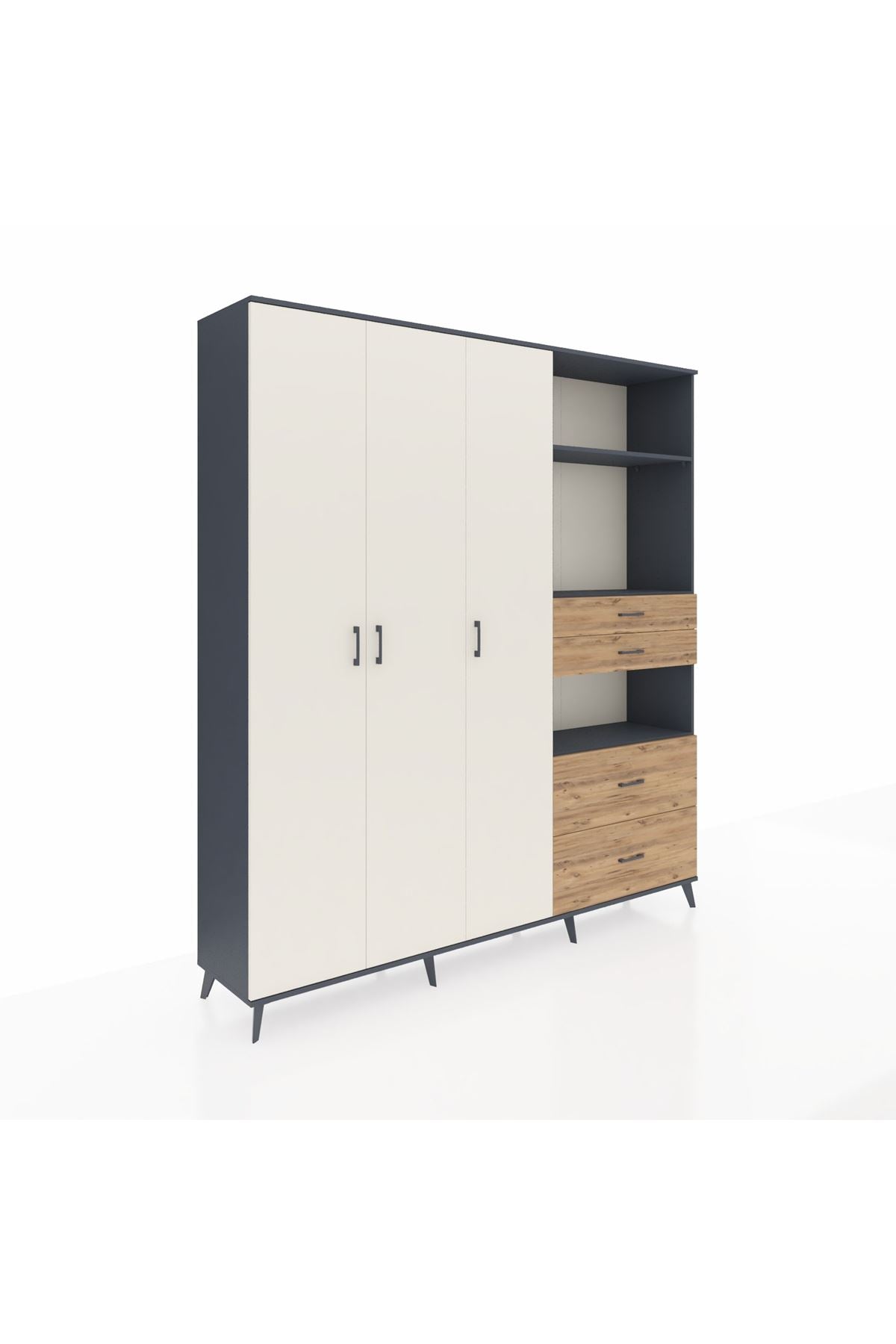 Hyperion Dolap 12 Raflı 4 Çekmeceli Tek Askılı 220x44x243 - S553M047V15B