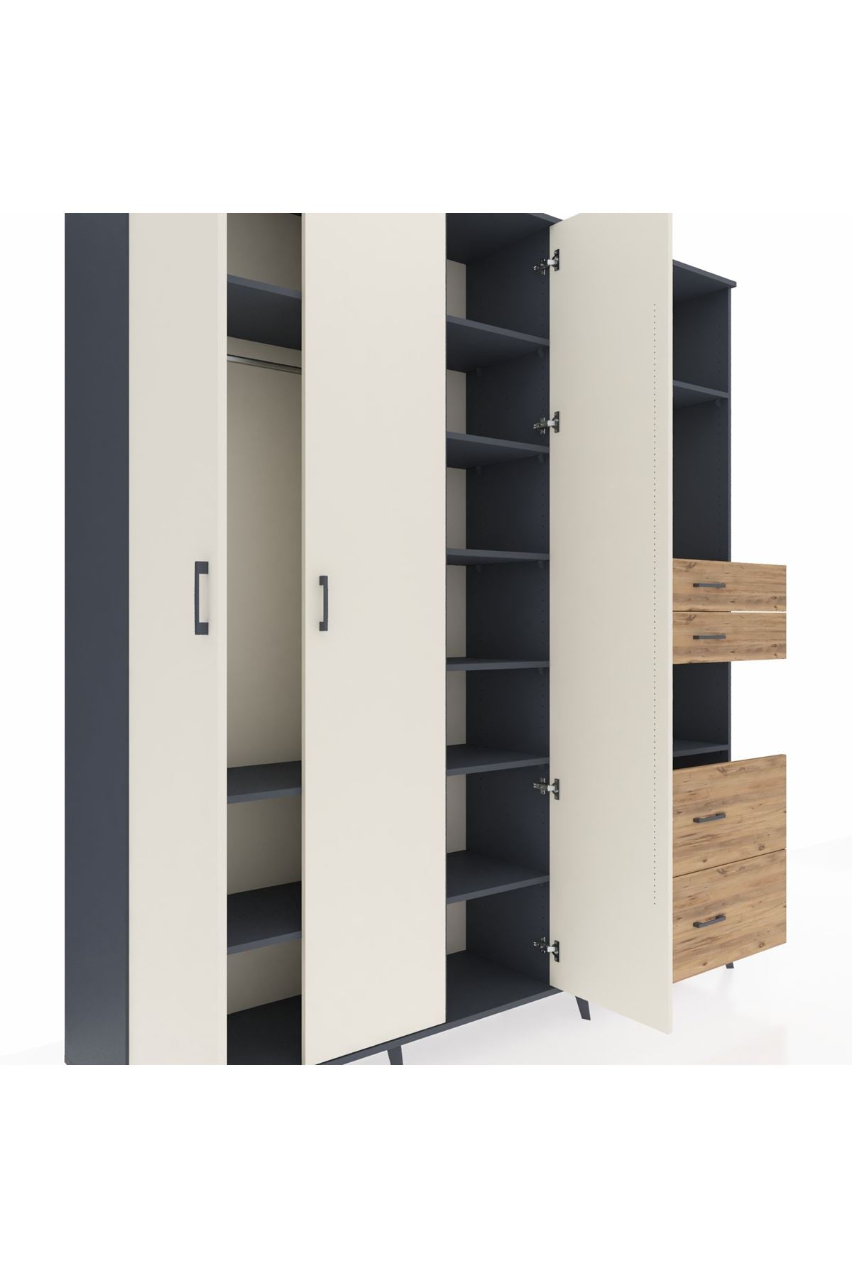 Hyperion Dolap 12 Raflı 4 Çekmeceli Tek Askılı 220x44x243 - S553M047V15B