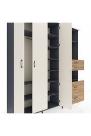 Hyperion Dolap 12 Raflı 4 Çekmeceli Tek Askılı 220x44x243 - S553M047V15B