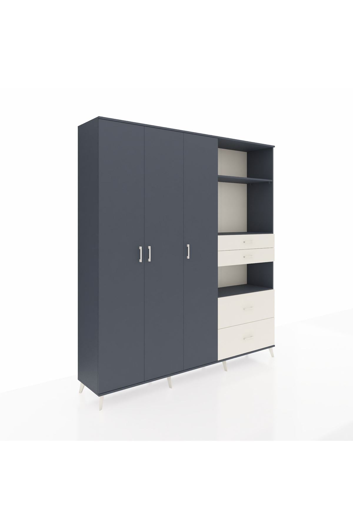 Hyperion Dolap 12 Raflı 4 Çekmeceli Tek Askılı 220x44x243 - S553M047V16B