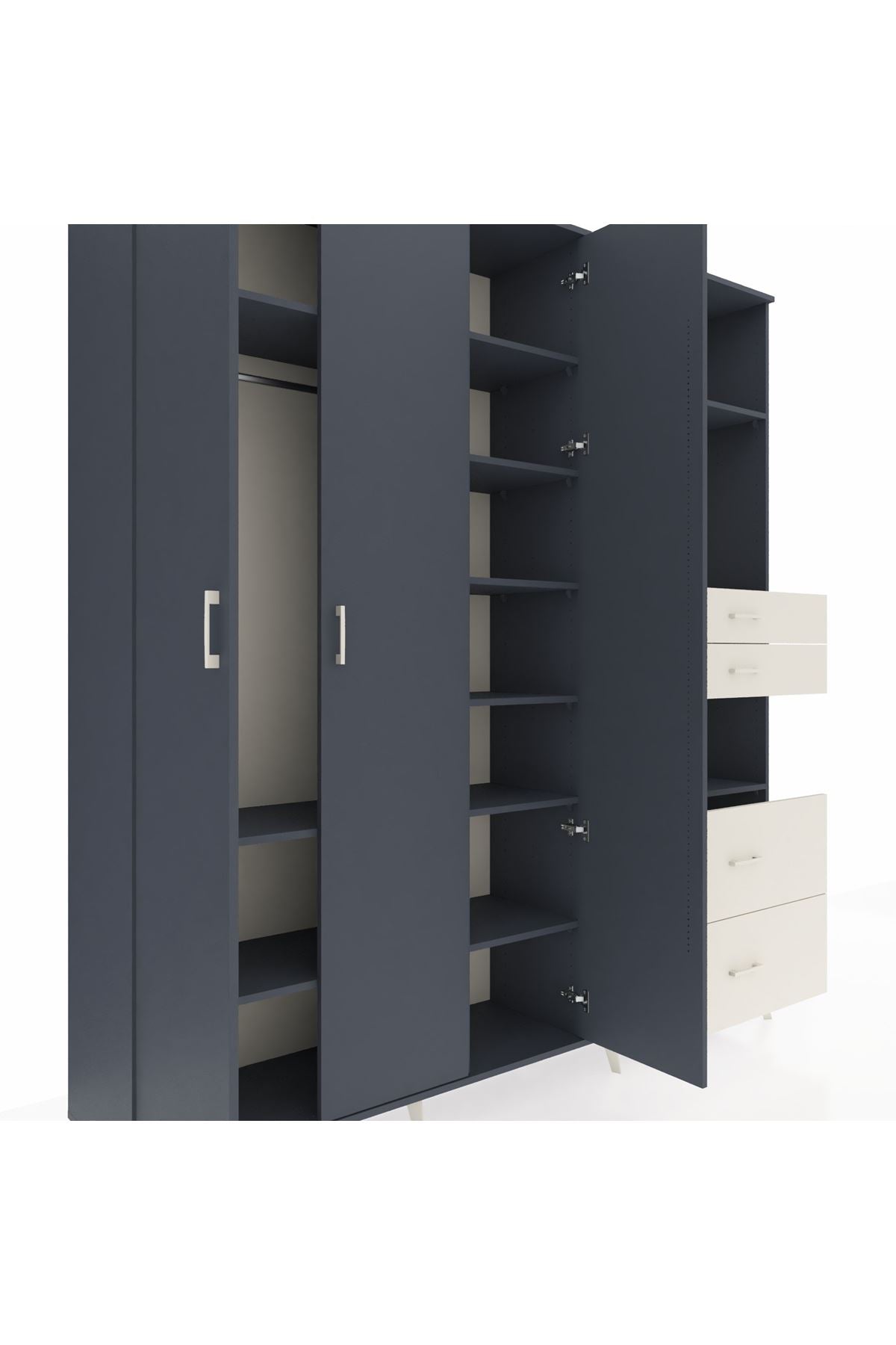 Hyperion Dolap 12 Raflı 4 Çekmeceli Tek Askılı 220x44x243 - S553M047V16B