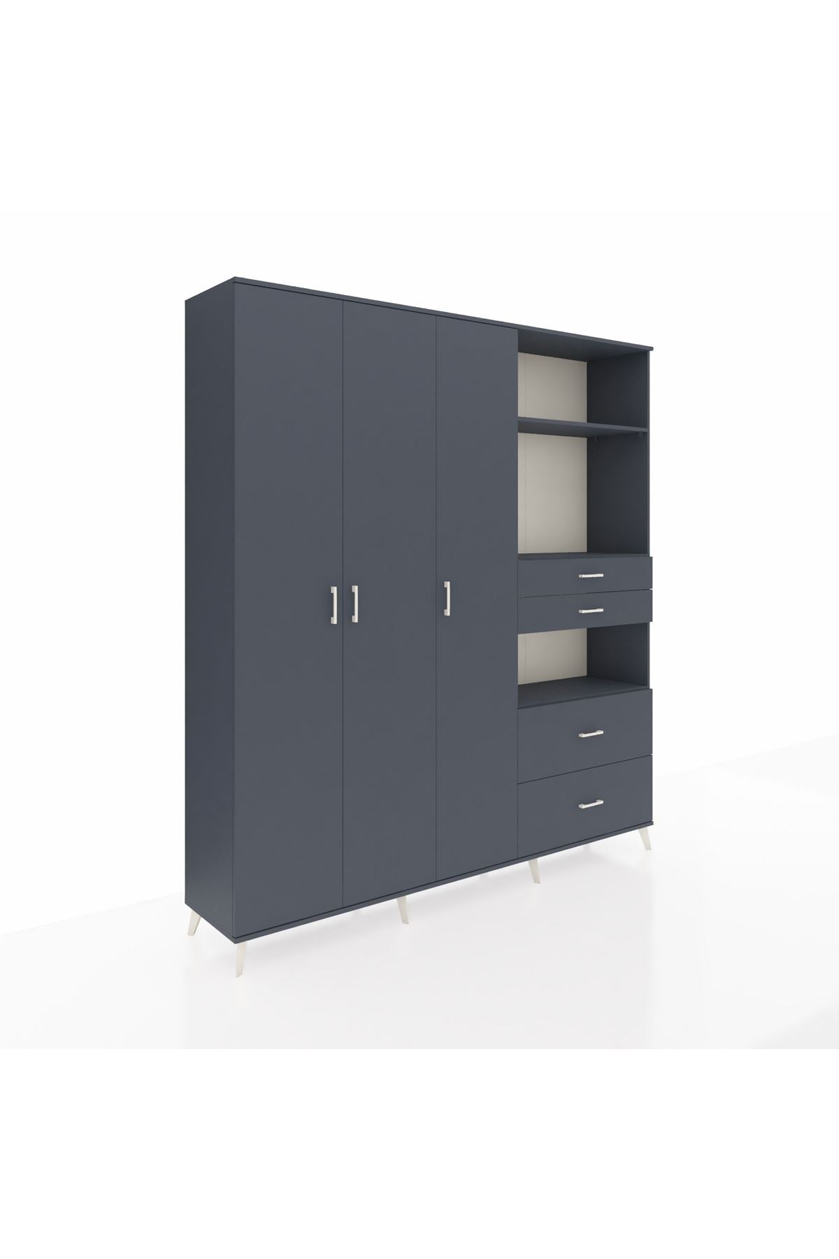 Hyperion Dolap 12 Raflı 4 Çekmeceli Tek Askılı 220x44x243 - S553M047V17B