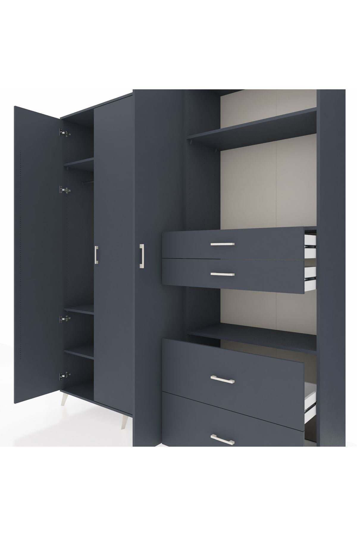 Hyperion Dolap 12 Raflı 4 Çekmeceli Tek Askılı 220x44x243 - S553M047V17B