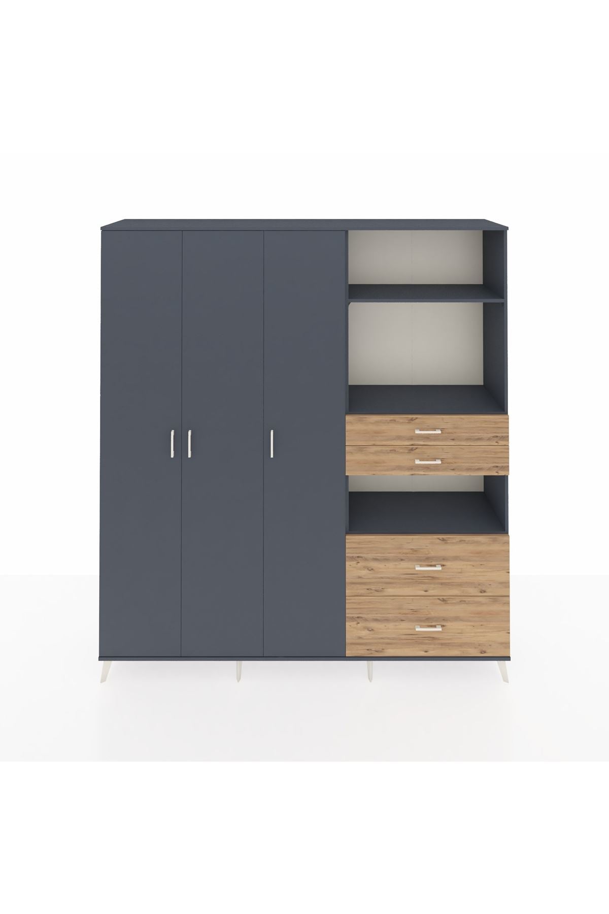 Hyperion Dolap 12 Raflı 4 Çekmeceli Tek Askılı 220x44x243 - S553M047V18B