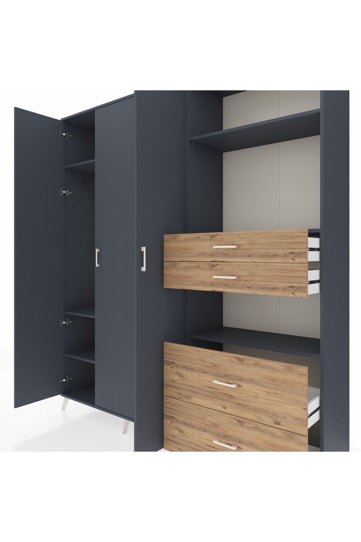 Hyperion Dolap 12 Raflı 4 Çekmeceli Tek Askılı 220x44x243 - S553M047V18B