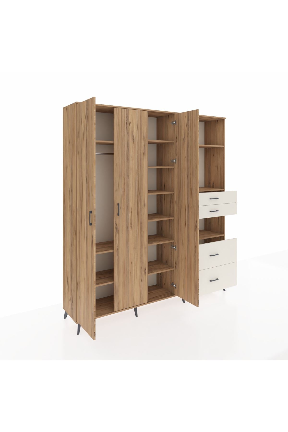 Hyperion Dolap 12 Raflı 4 Çekmeceli Tek Askılı 220x44x243 - S553M047V19B