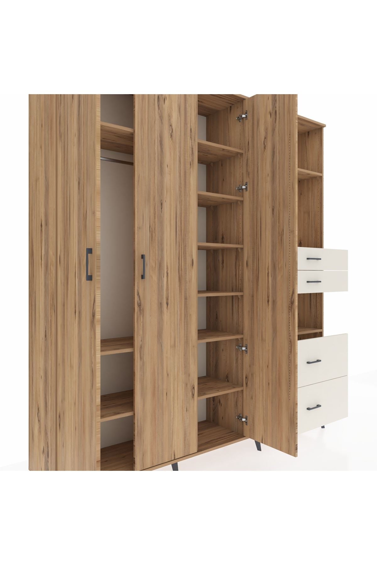 Hyperion Dolap 12 Raflı 4 Çekmeceli Tek Askılı 220x44x243 - S553M047V19B