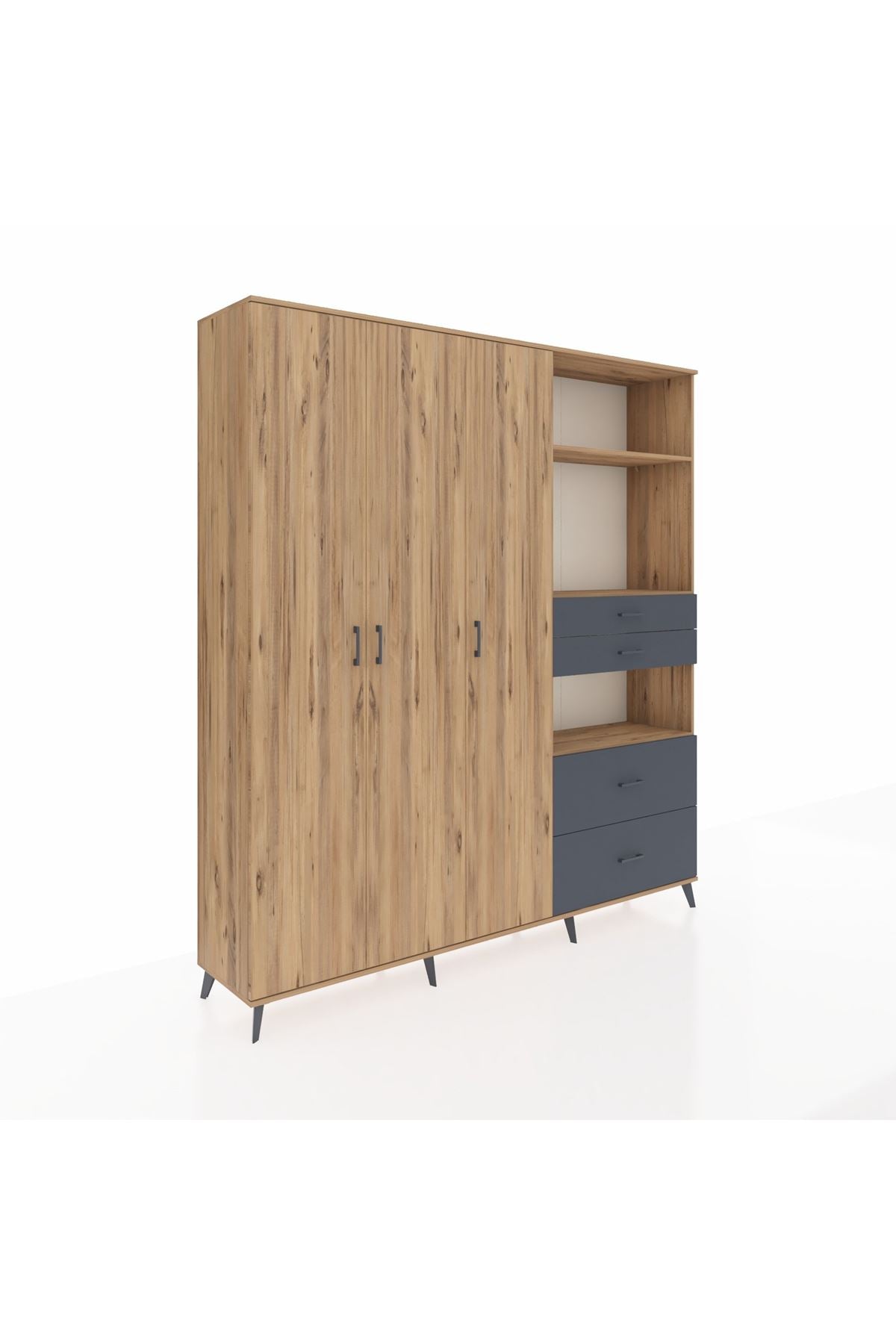 Hyperion Dolap 12 Raflı 4 Çekmeceli Tek Askılı 220x44x243 - S553M047V20B