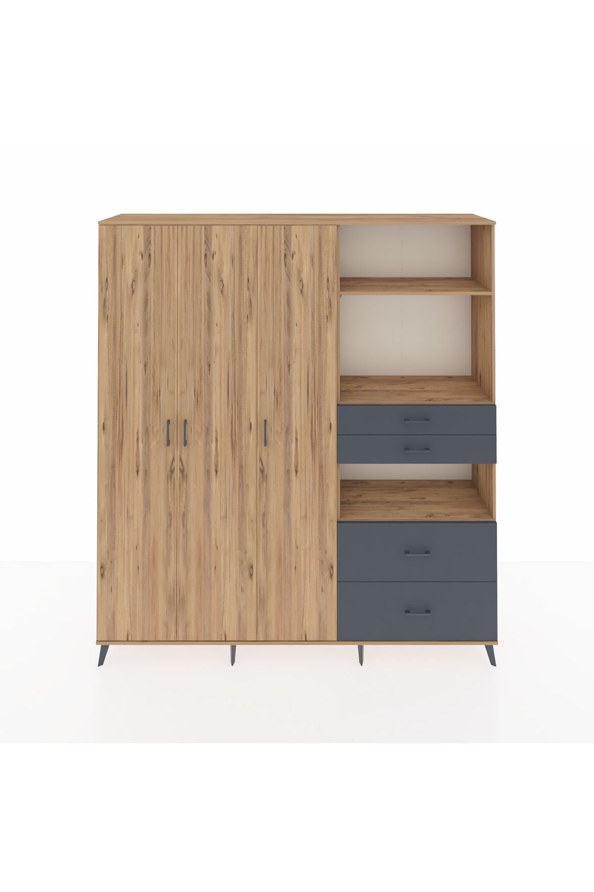 Hyperion Dolap 12 Raflı 4 Çekmeceli Tek Askılı 220x44x243 - S553M047V20B