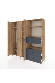 Hyperion Dolap 12 Raflı 4 Çekmeceli Tek Askılı 220x44x243 - S553M047V20B