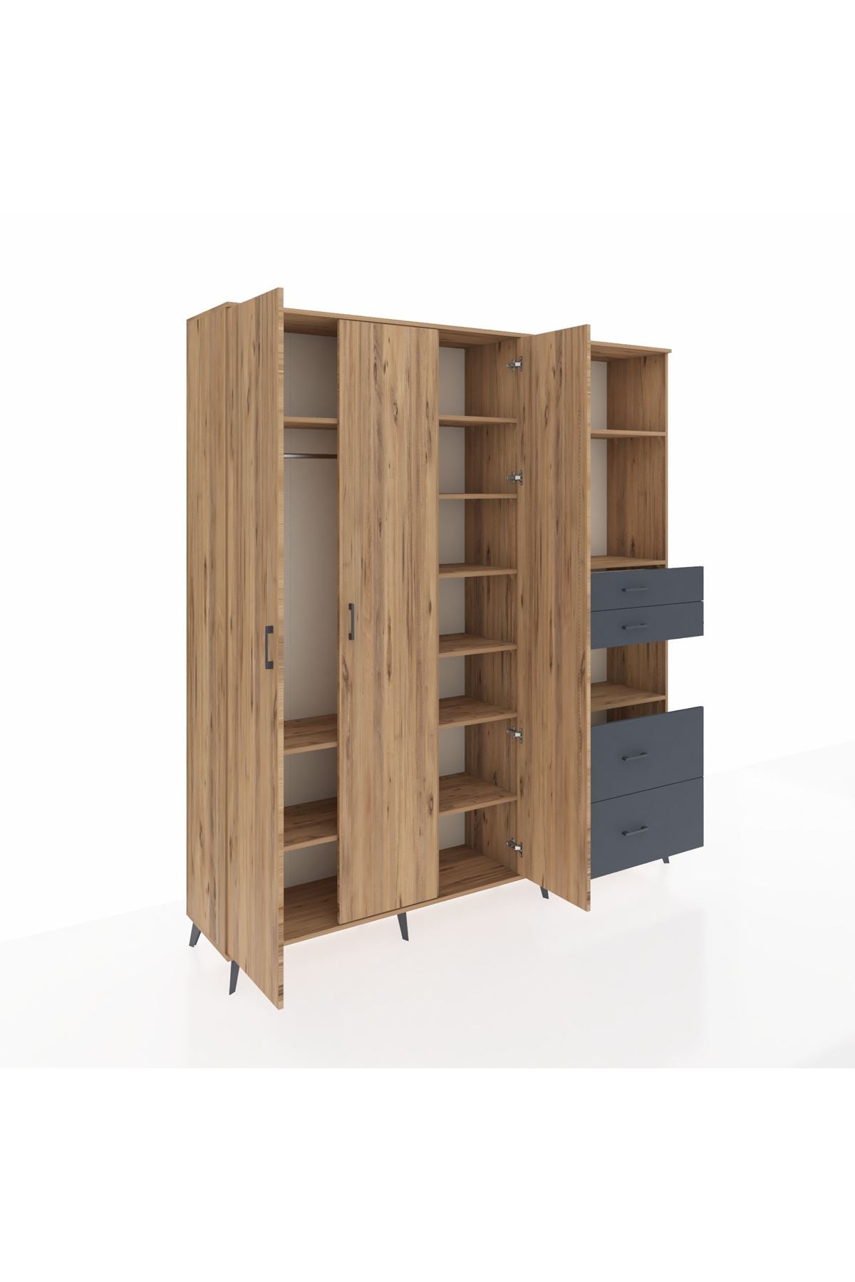 Hyperion Dolap 12 Raflı 4 Çekmeceli Tek Askılı 220x44x243 - S553M047V20B