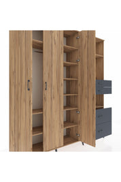 Hyperion Dolap 12 Raflı 4 Çekmeceli Tek Askılı 220x44x243 - S553M047V20B