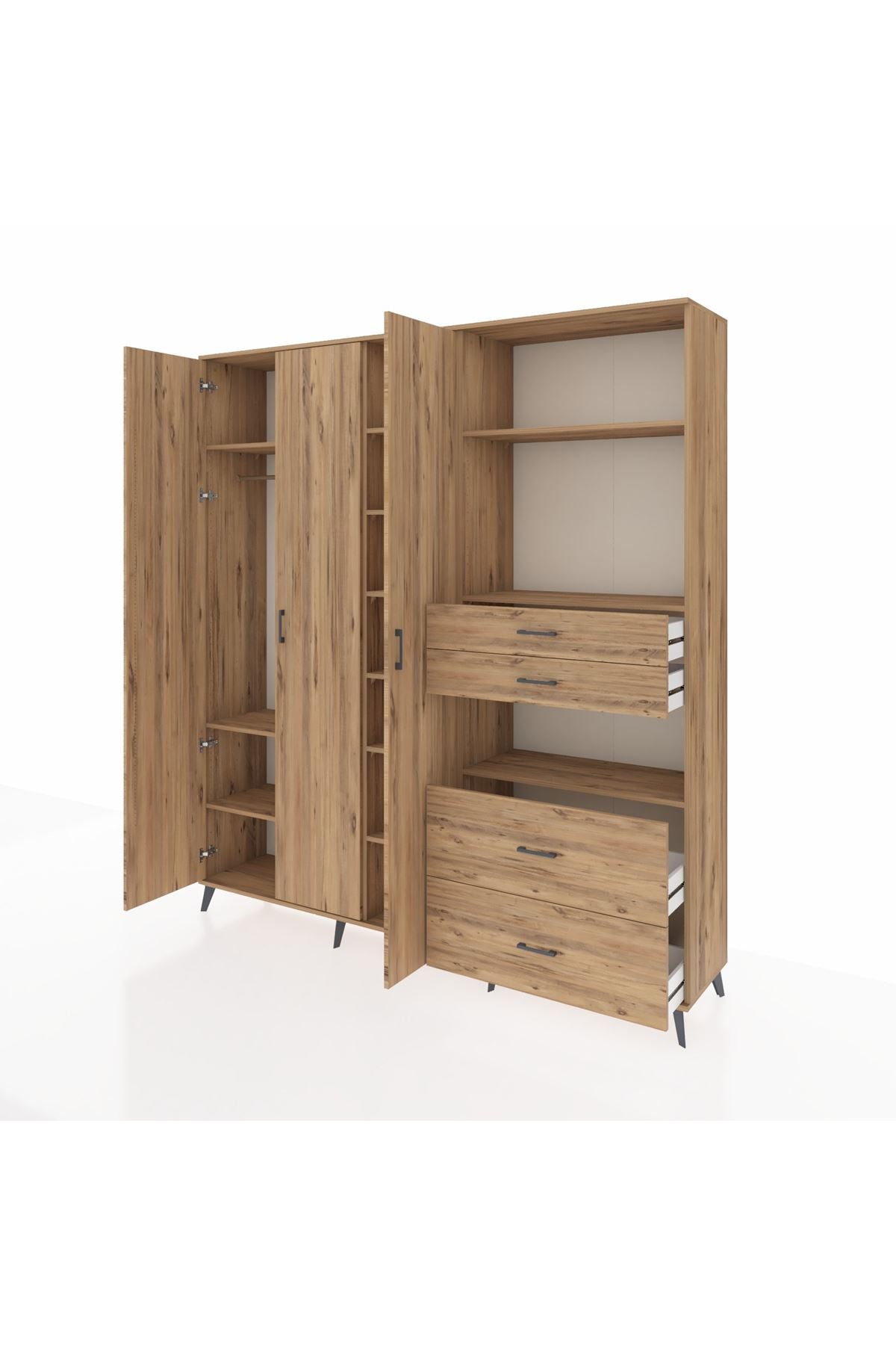 Hyperion Dolap 12 Raflı 4 Çekmeceli Tek Askılı 220x44x243 - S553M047V21B