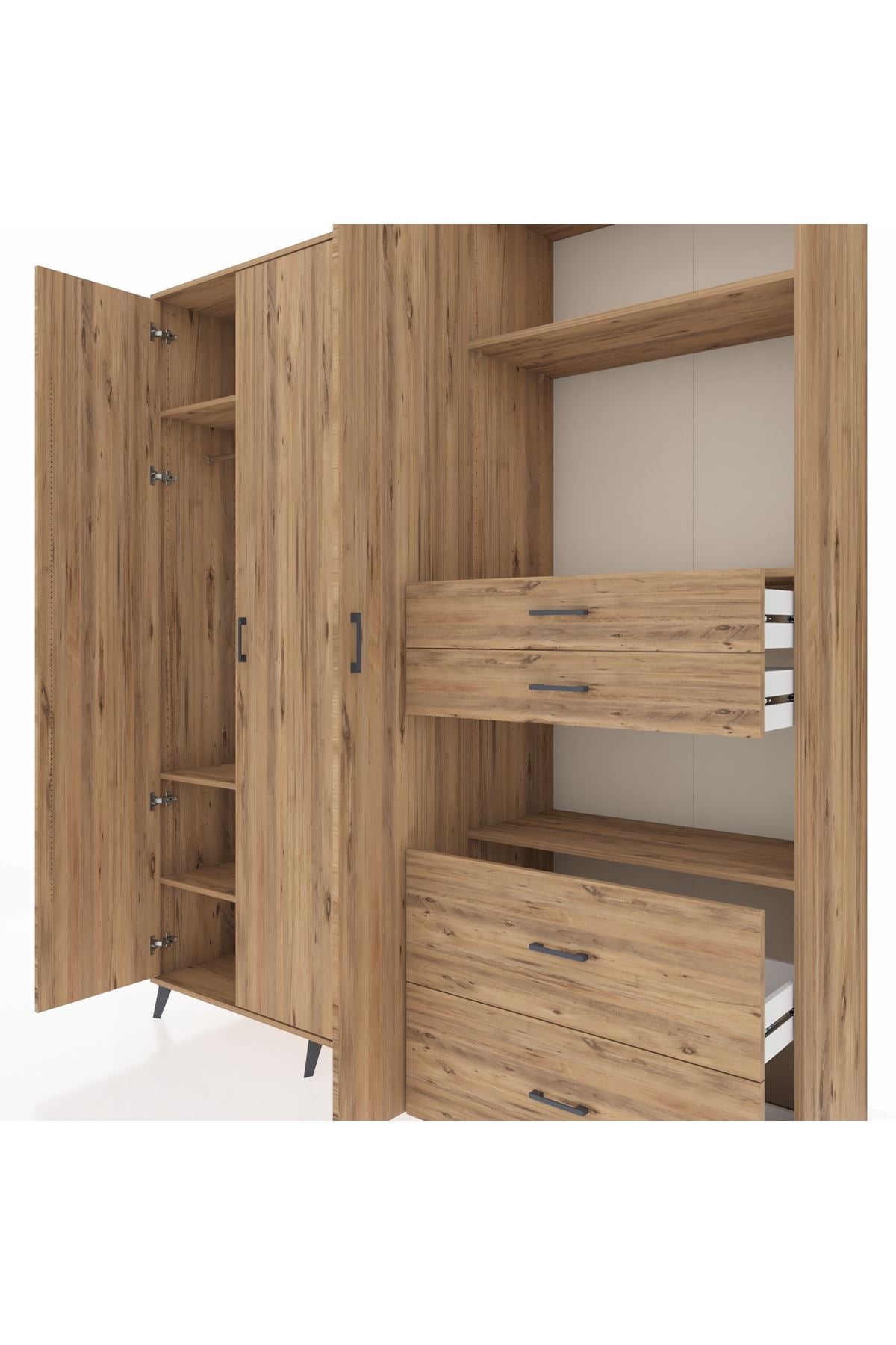 Hyperion Dolap 12 Raflı 4 Çekmeceli Tek Askılı 220x44x243 - S553M047V21B