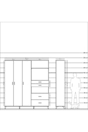 Hyperion Dolap 12 Raflı 4 Çekmeceli Tek Askılı 220x44x243 - S553M047V21B