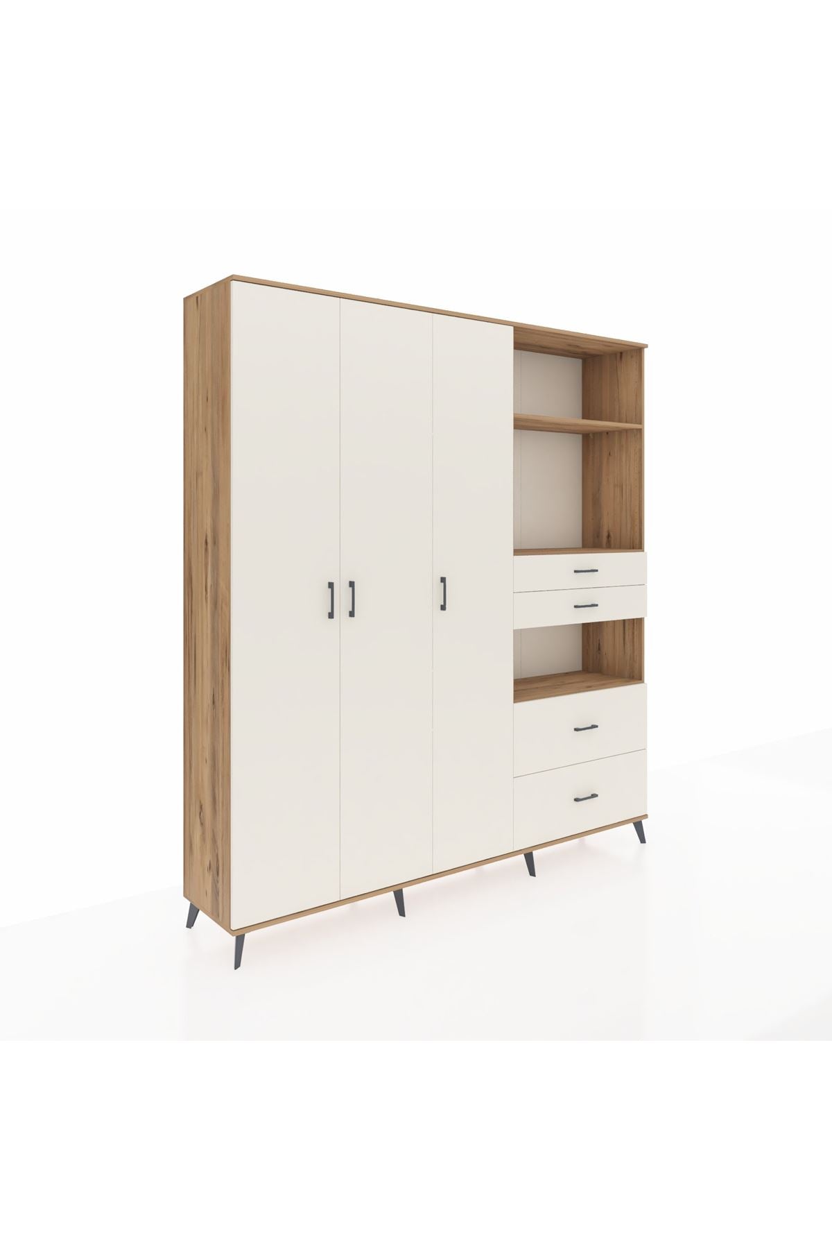 Hyperion Dolap 12 Raflı 4 Çekmeceli Tek Askılı 220x44x243 - S553M047V22B