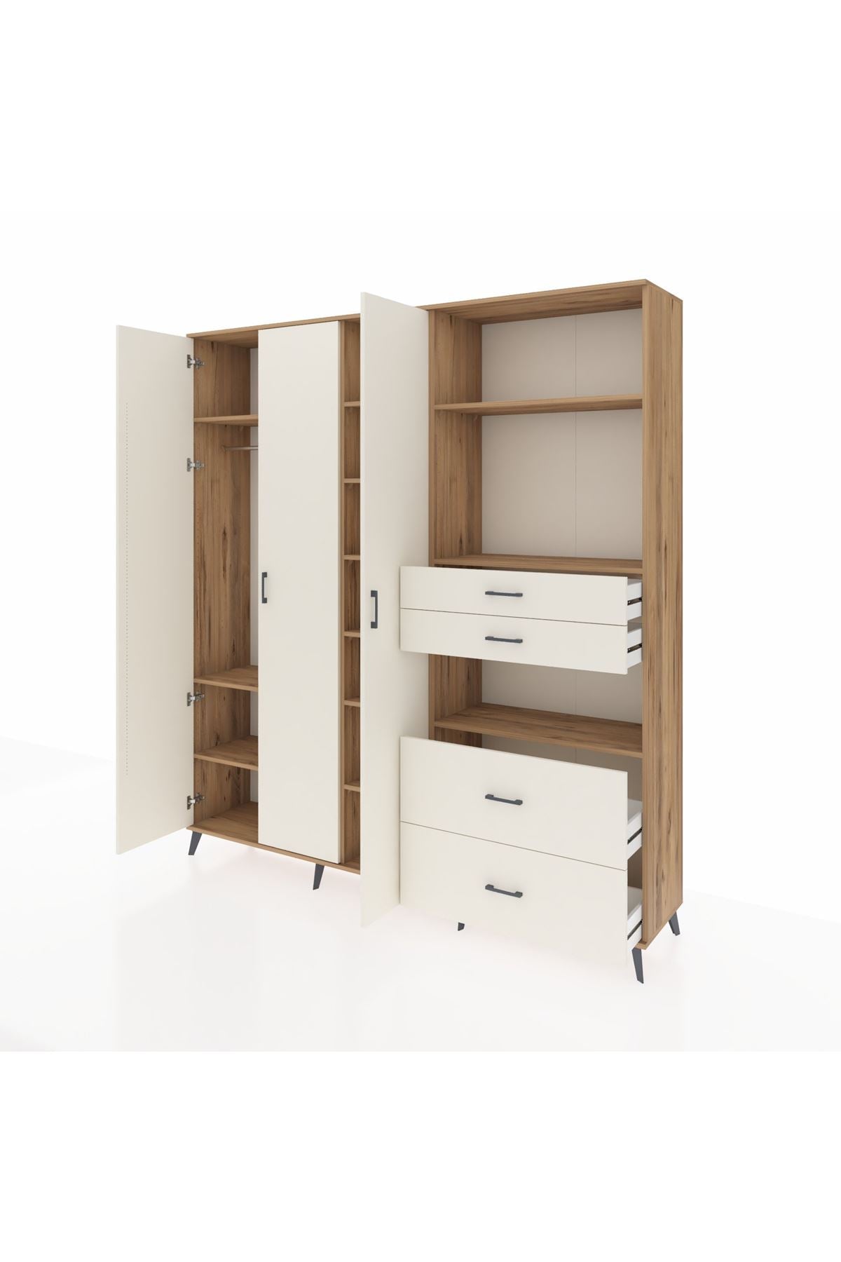 Hyperion Dolap 12 Raflı 4 Çekmeceli Tek Askılı 220x44x243 - S553M047V22B