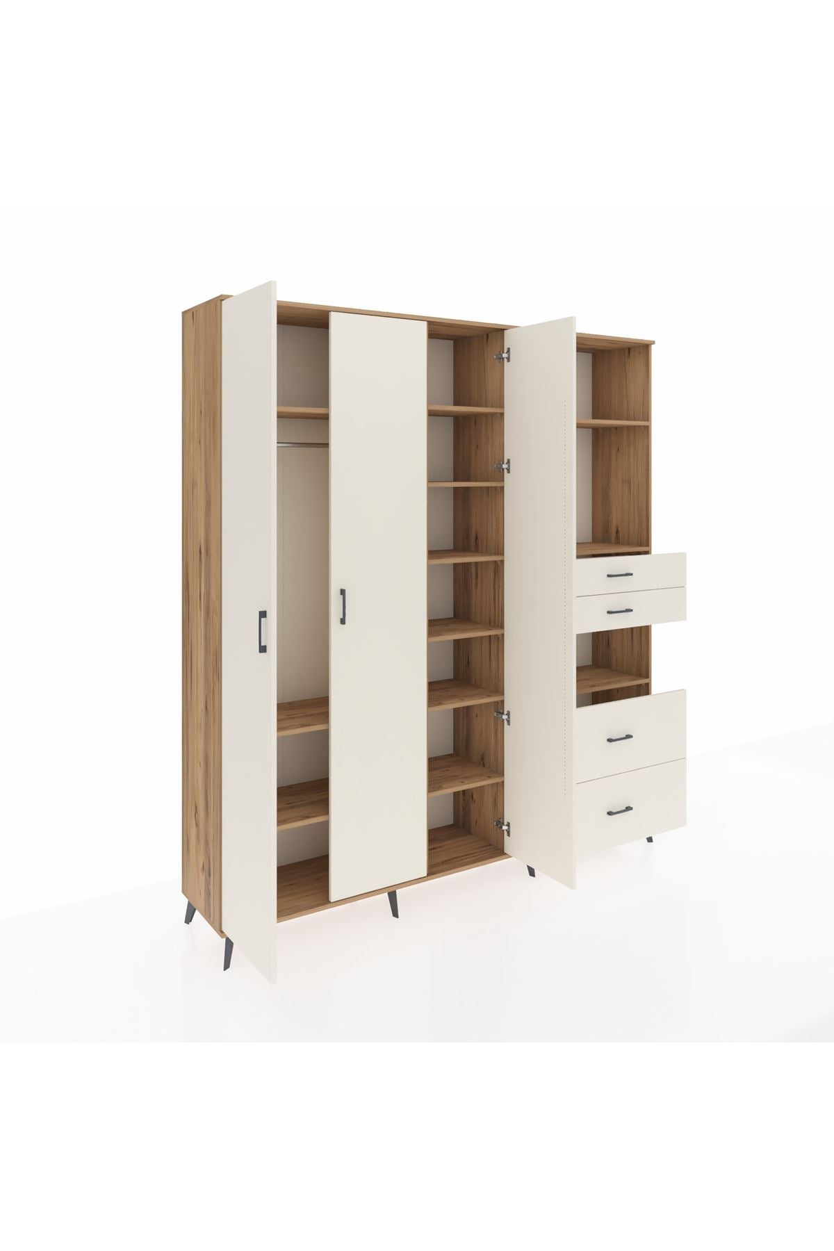 Hyperion Dolap 12 Raflı 4 Çekmeceli Tek Askılı 220x44x243 - S553M047V22B