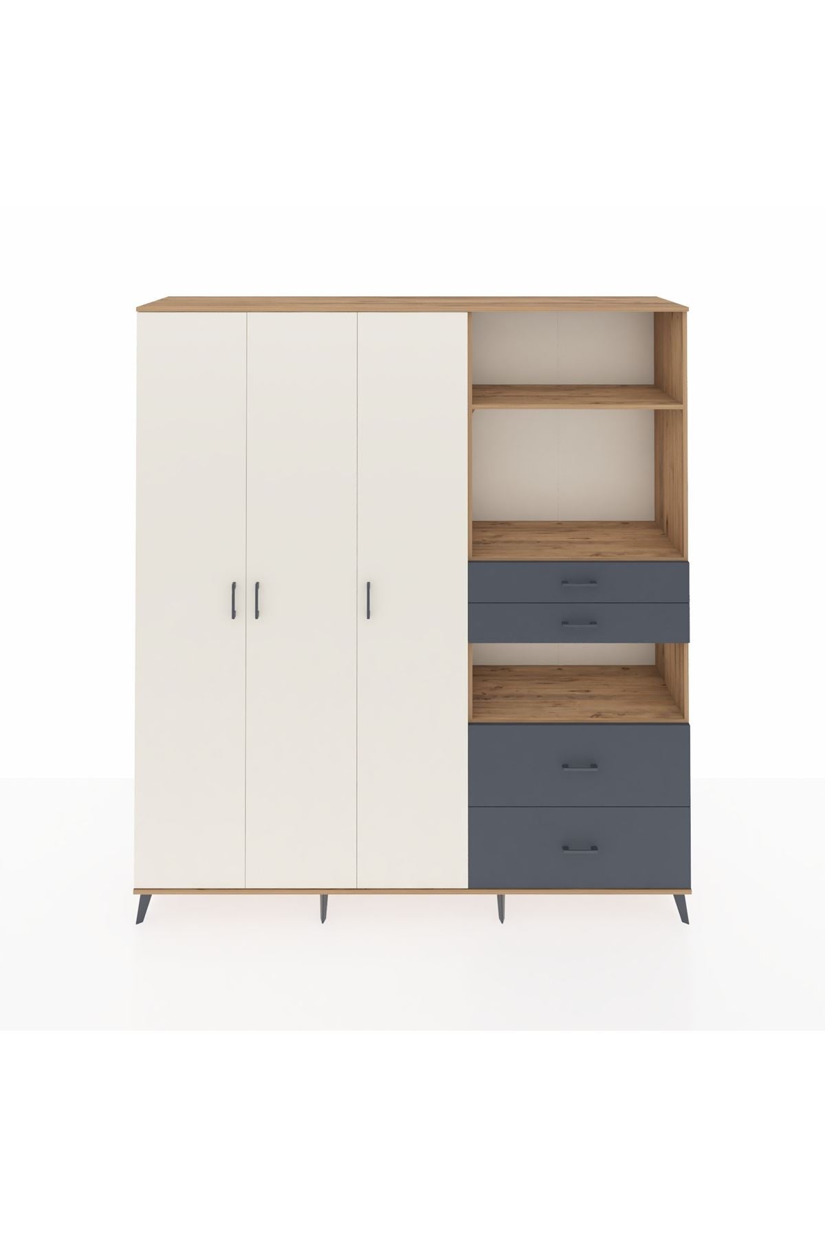 Hyperion Dolap 12 Raflı 4 Çekmeceli Tek Askılı 220x44x243 - S553M047V23B