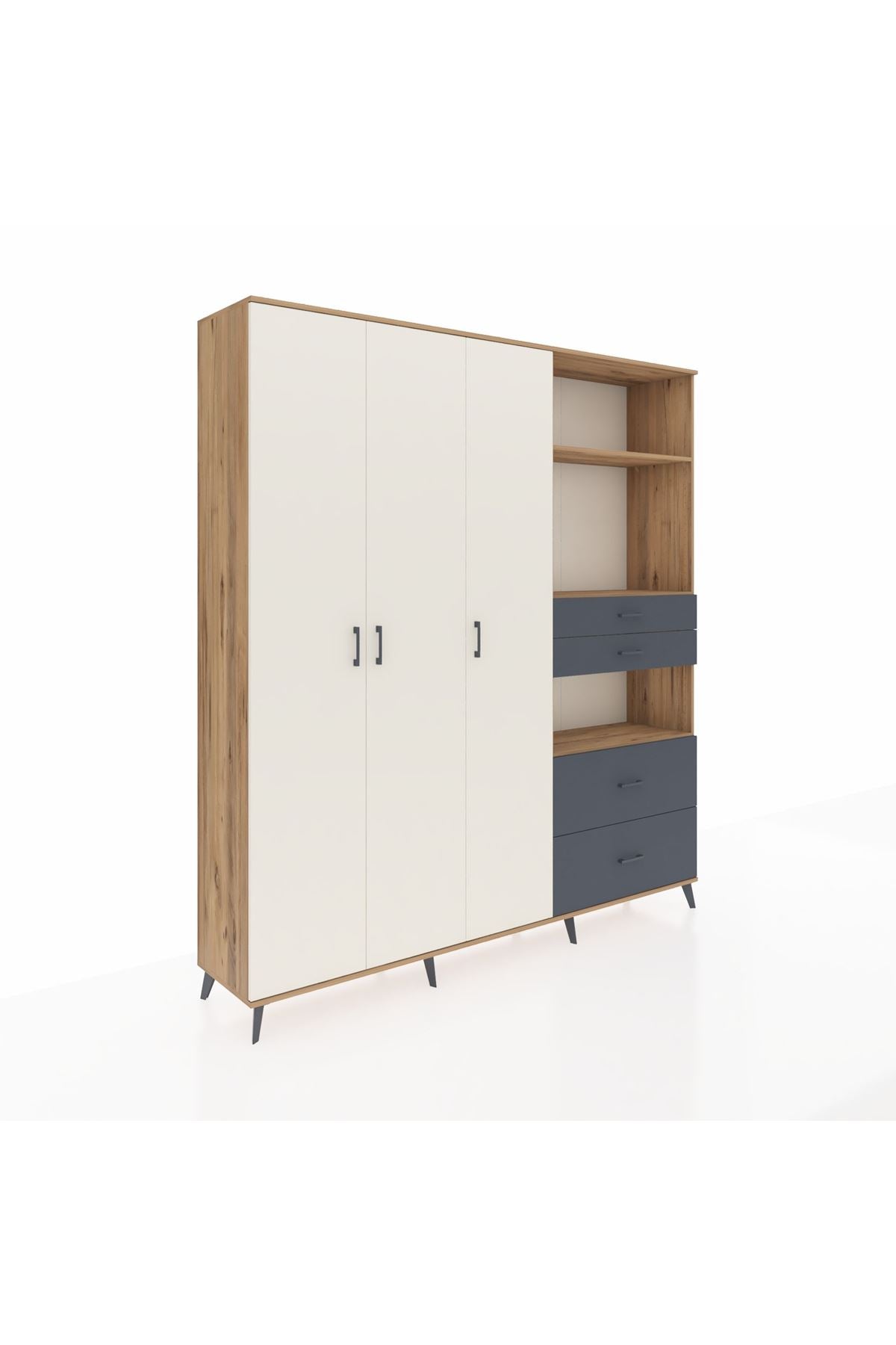 Hyperion Dolap 12 Raflı 4 Çekmeceli Tek Askılı 220x44x243 - S553M047V23B