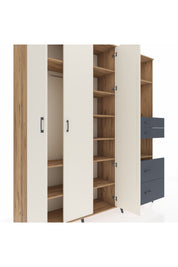 Hyperion Dolap 12 Raflı 4 Çekmeceli Tek Askılı 220x44x243 - S553M047V23B