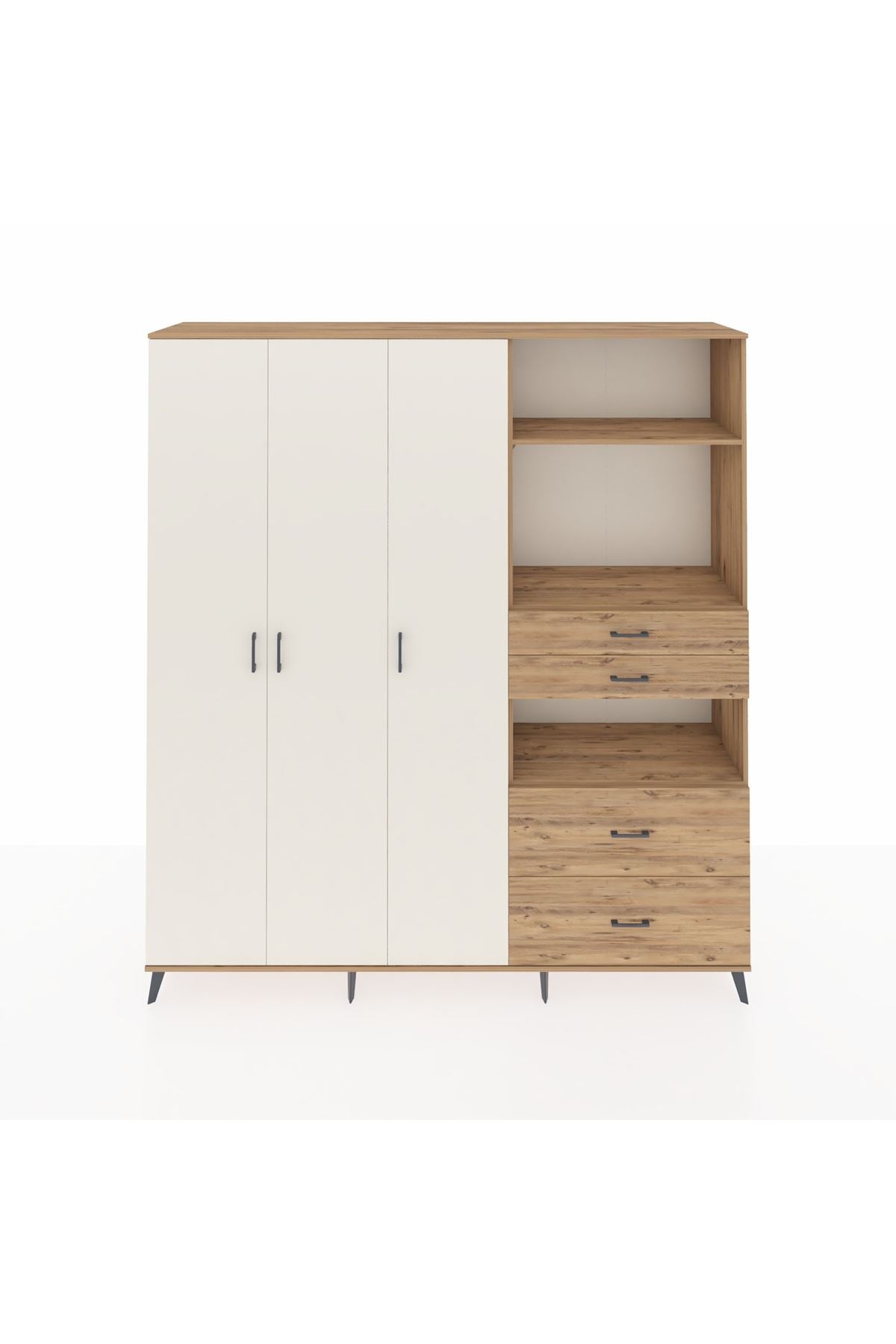 Hyperion Dolap 12 Raflı 4 Çekmeceli Tek Askılı 220x44x243 - S553M047V24B