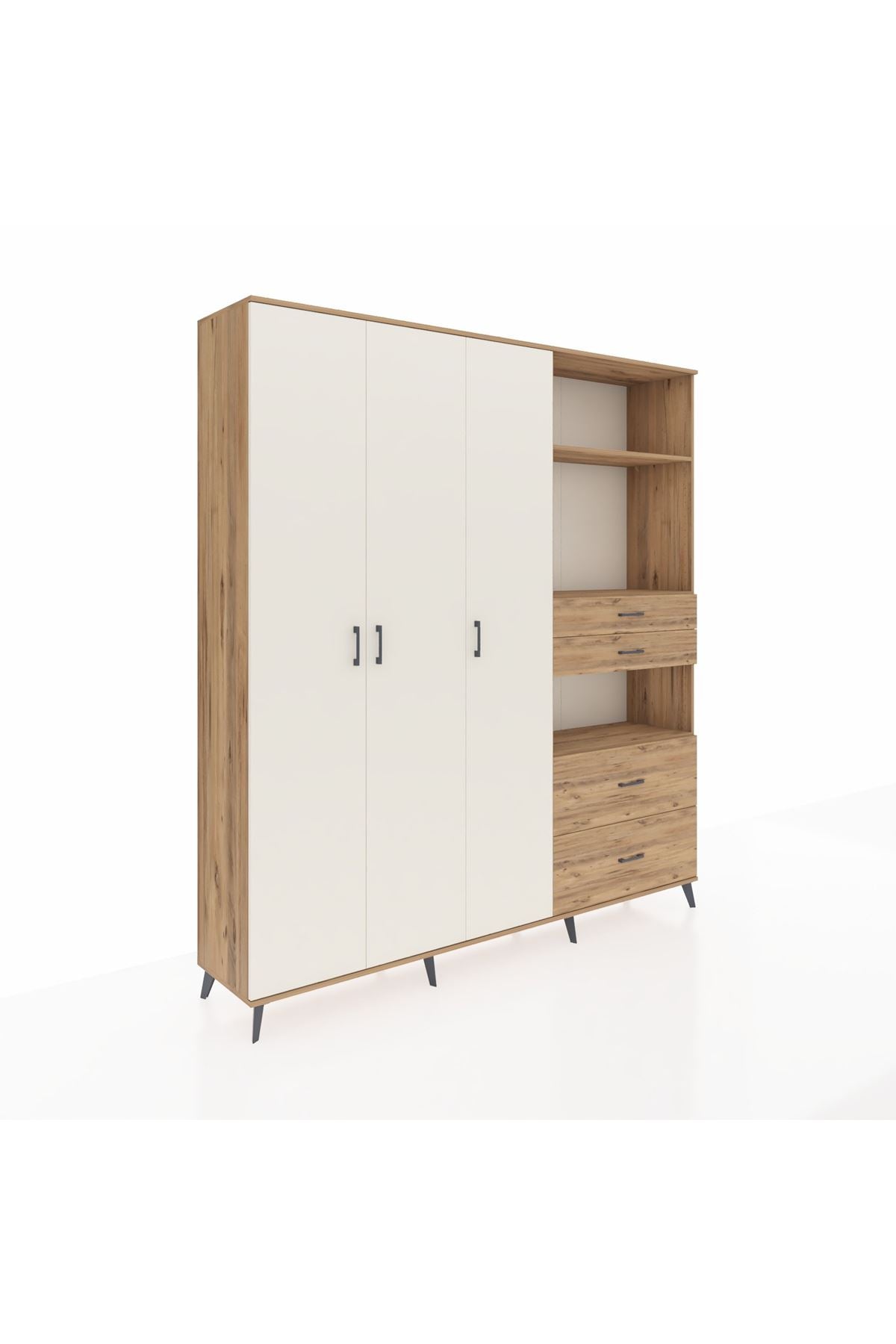 Hyperion Dolap 12 Raflı 4 Çekmeceli Tek Askılı 220x44x243 - S553M047V24B