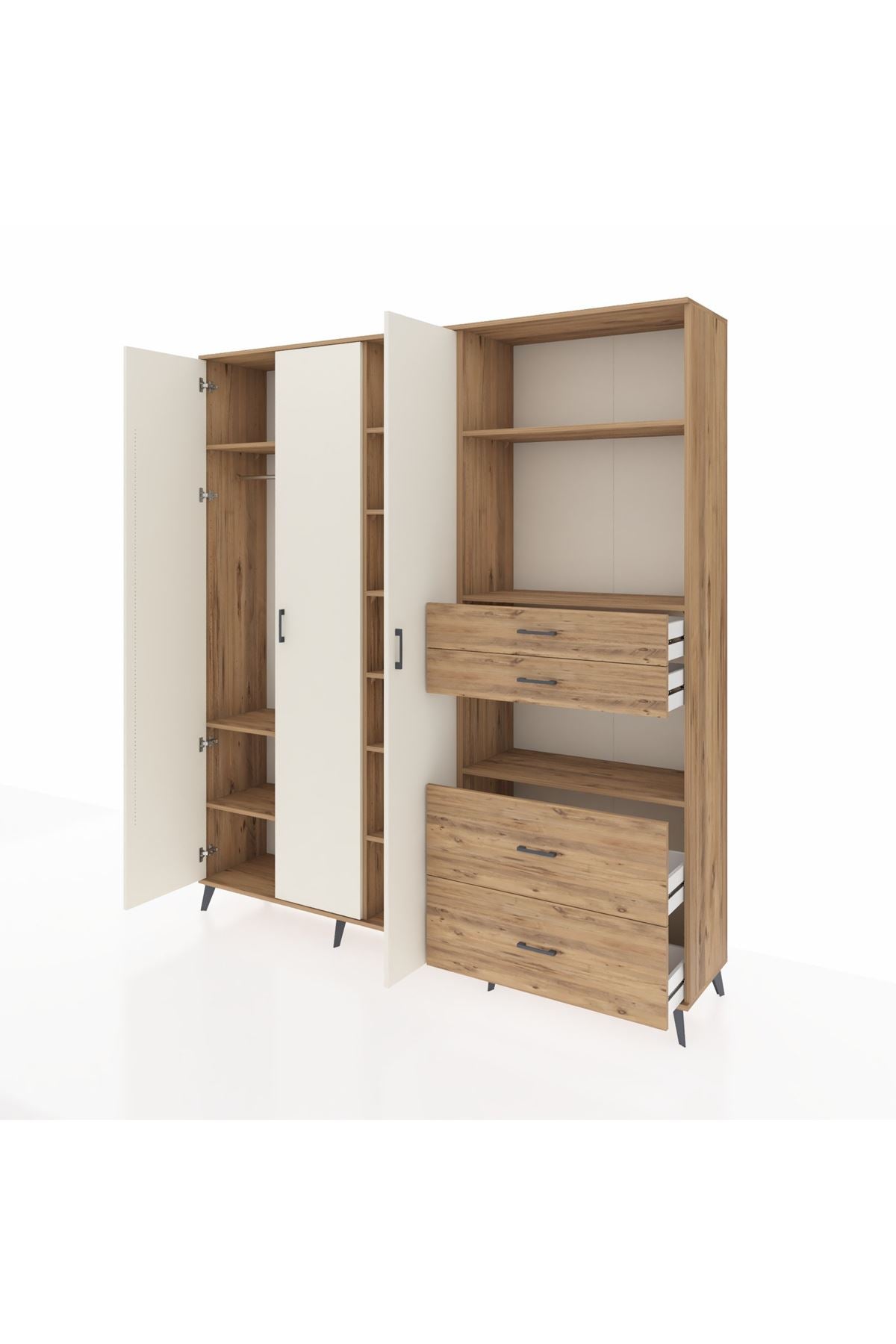 Hyperion Dolap 12 Raflı 4 Çekmeceli Tek Askılı 220x44x243 - S553M047V24B