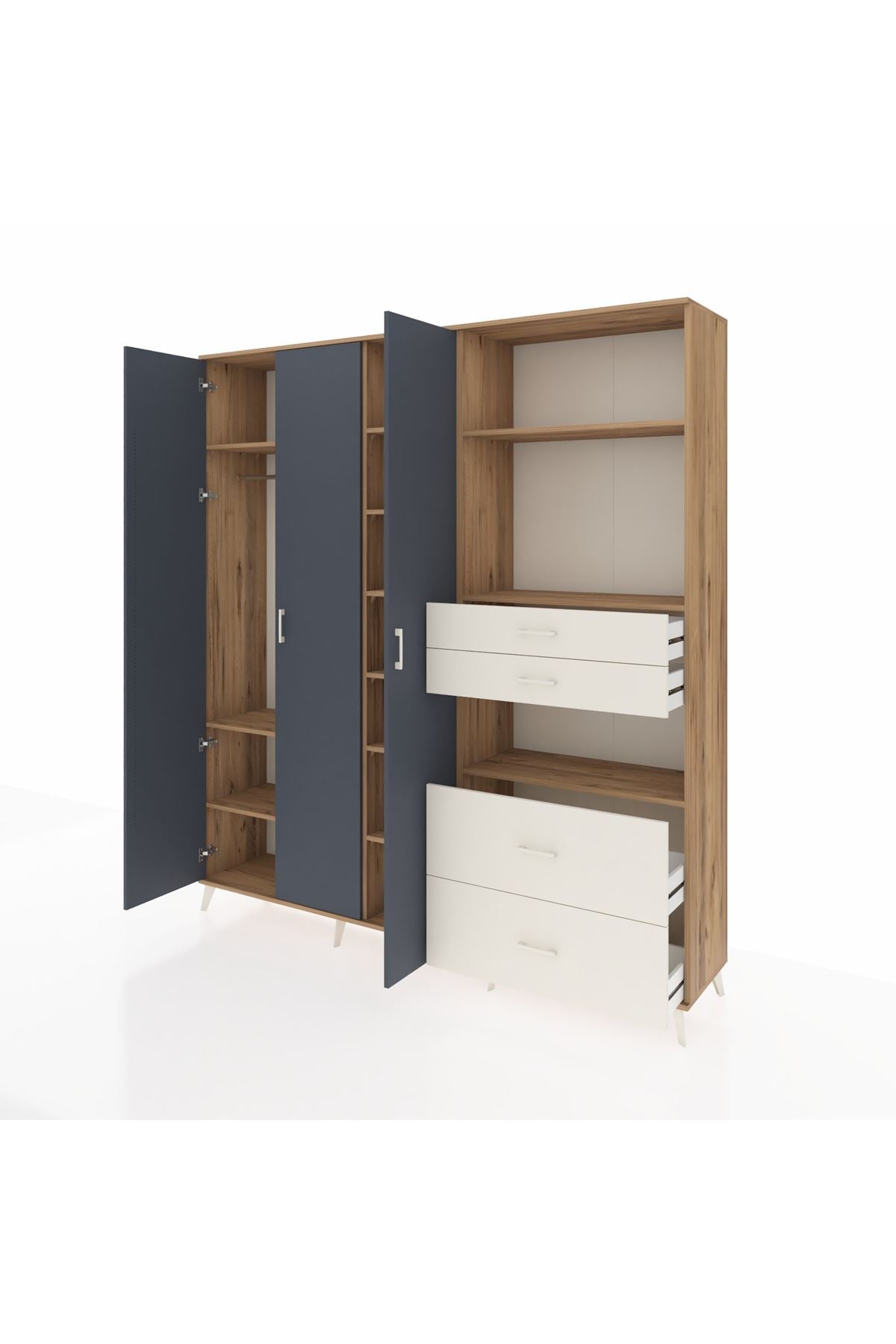 Hyperion Dolap 12 Raflı 4 Çekmeceli Tek Askılı 220x44x243 - S553M047V25B