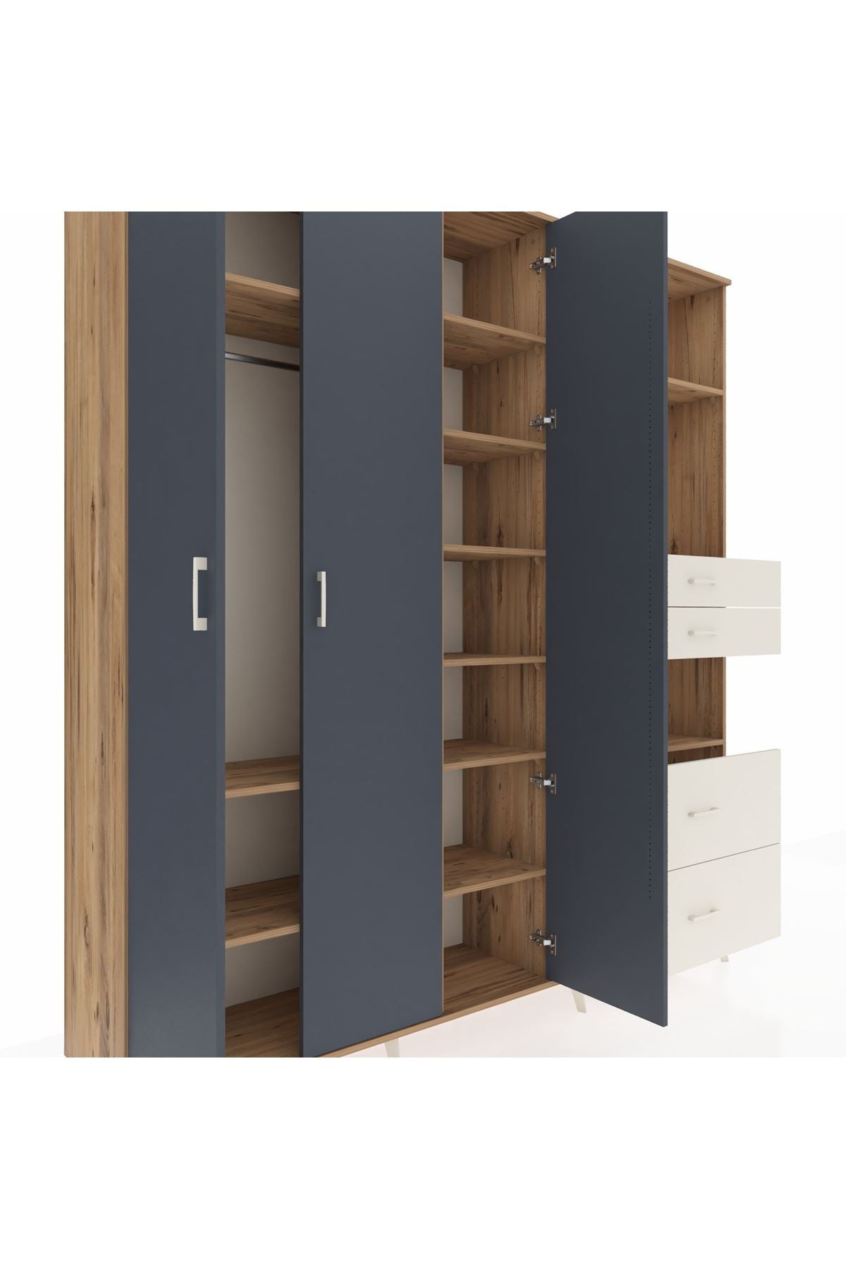 Hyperion Dolap 12 Raflı 4 Çekmeceli Tek Askılı 220x44x243 - S553M047V25B