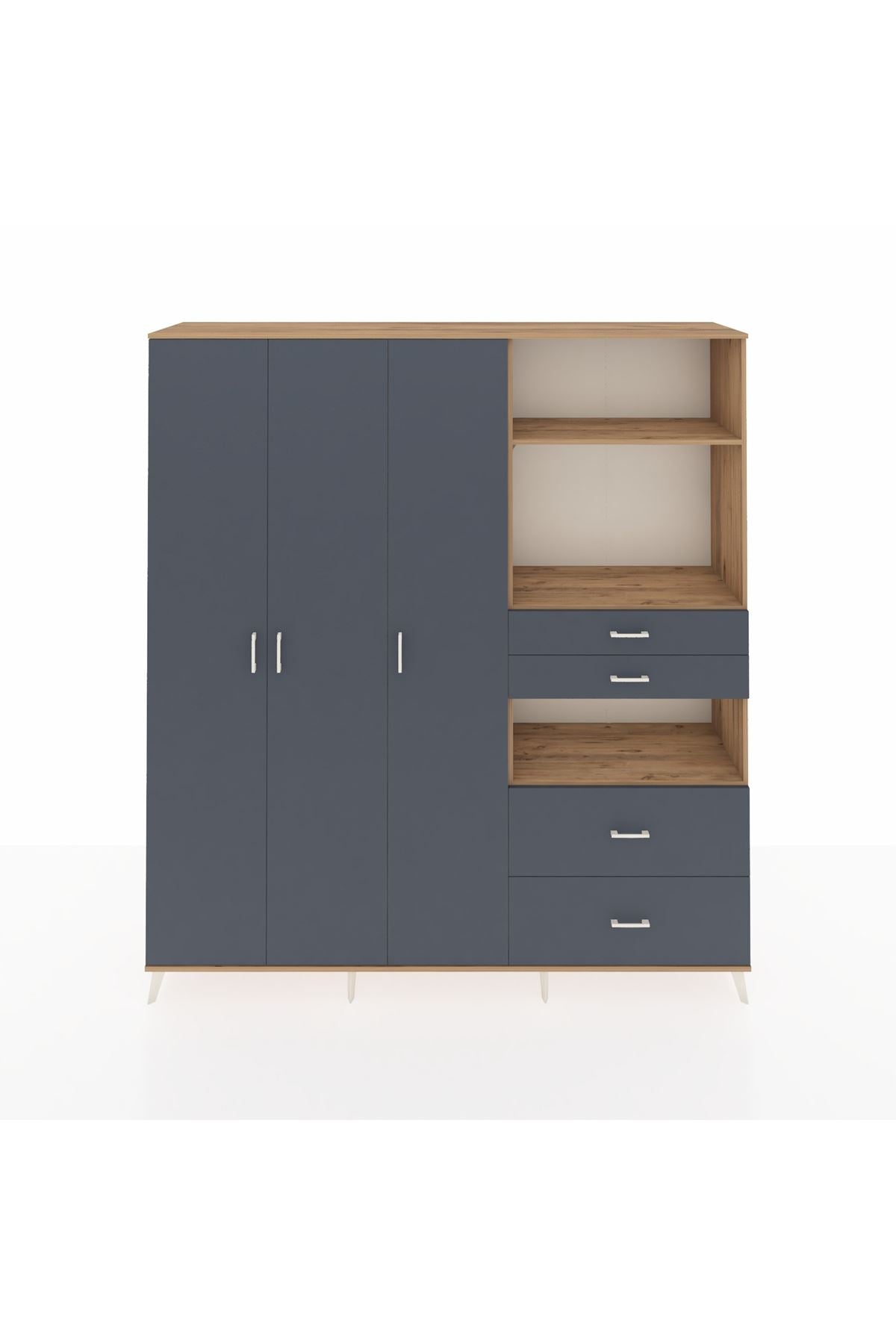 Hyperion Dolap 12 Raflı 4 Çekmeceli Tek Askılı 220x44x243 - S553M047V26B