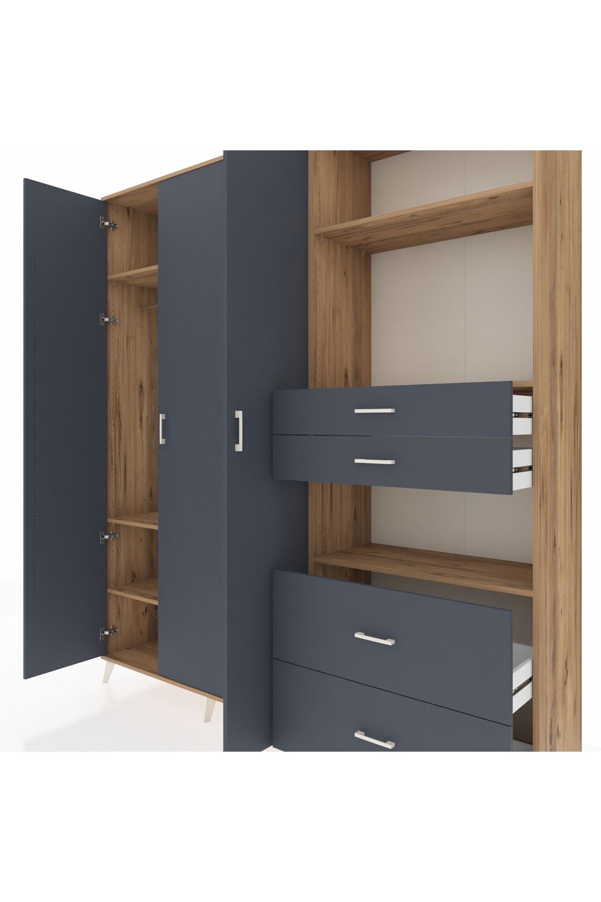 Hyperion Dolap 12 Raflı 4 Çekmeceli Tek Askılı 220x44x243 - S553M047V26B