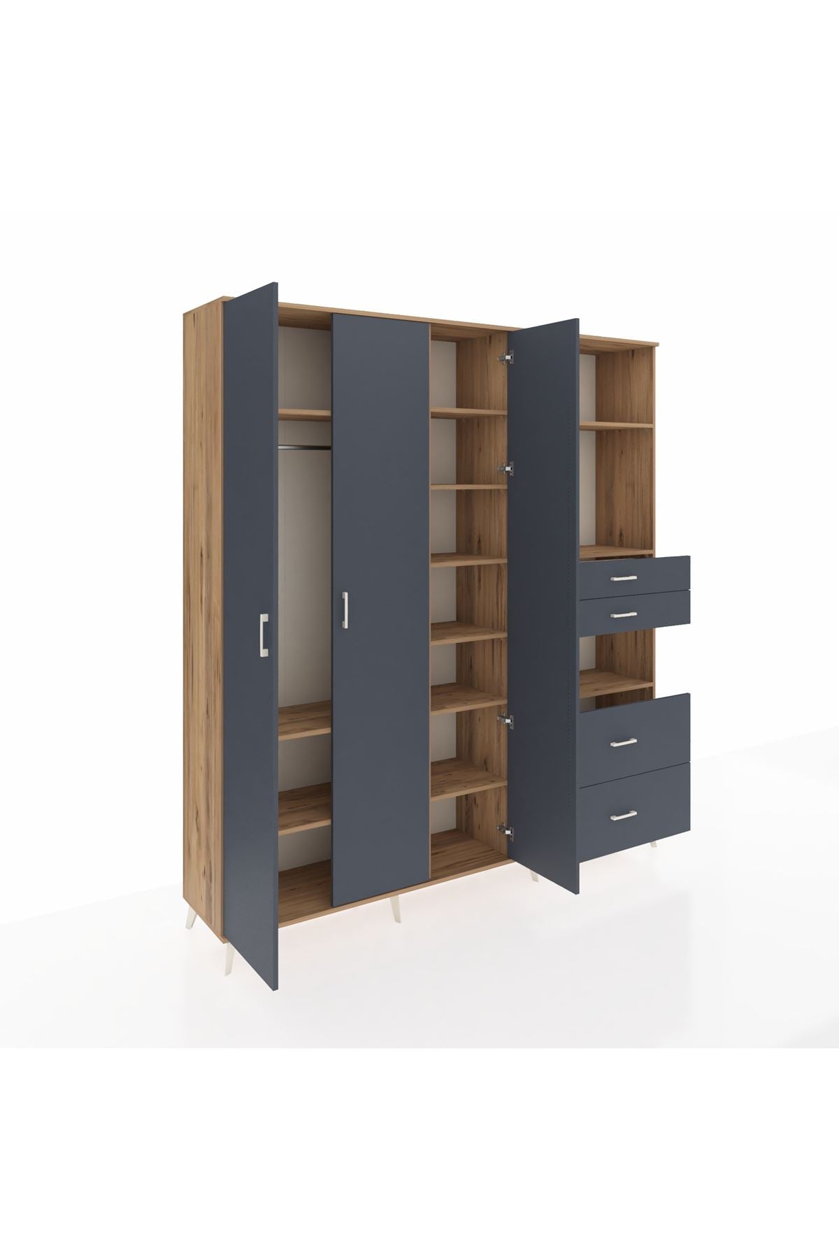 Hyperion Dolap 12 Raflı 4 Çekmeceli Tek Askılı 220x44x243 - S553M047V26B