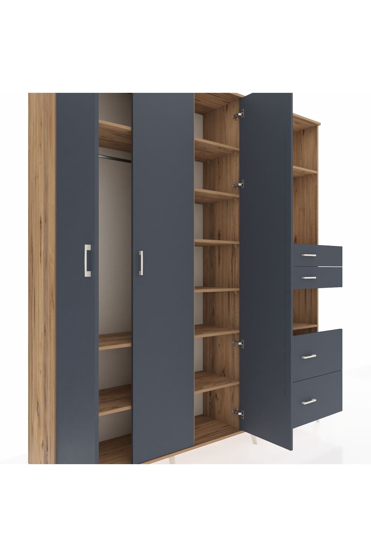 Hyperion Dolap 12 Raflı 4 Çekmeceli Tek Askılı 220x44x243 - S553M047V26B