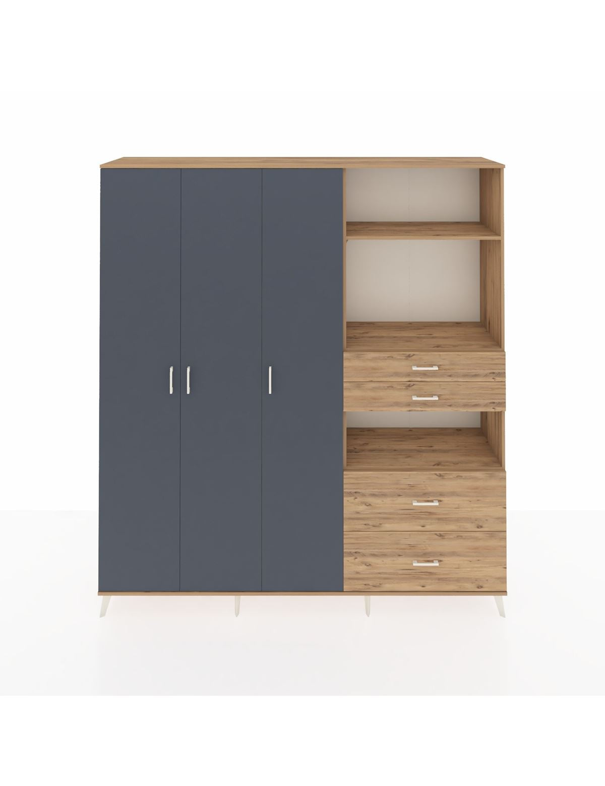 Hyperion Dolap 12 Raflı 4 Çekmeceli Tek Askılı 220x44x243 - S553M047V27B