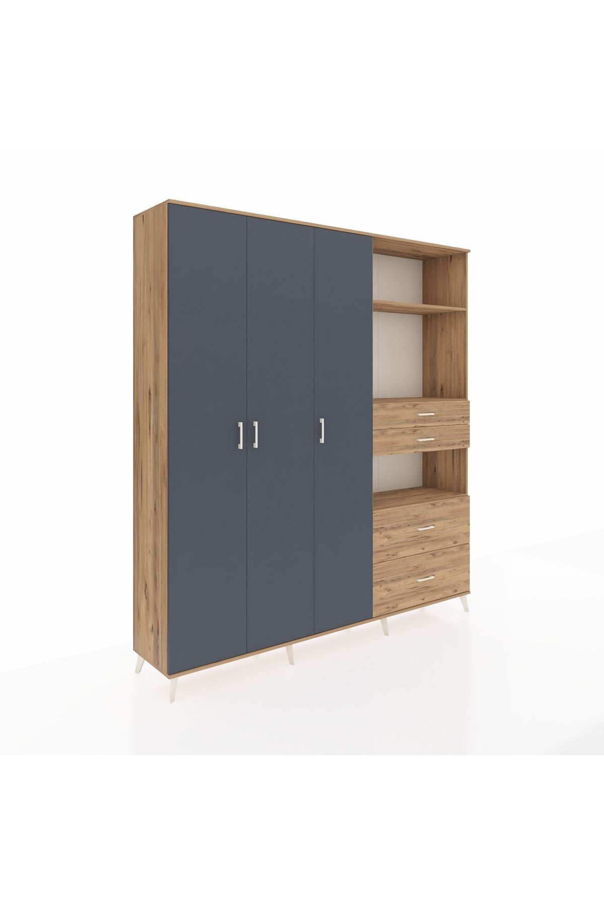 Hyperion Dolap 12 Raflı 4 Çekmeceli Tek Askılı 220x44x243 - S553M047V27B