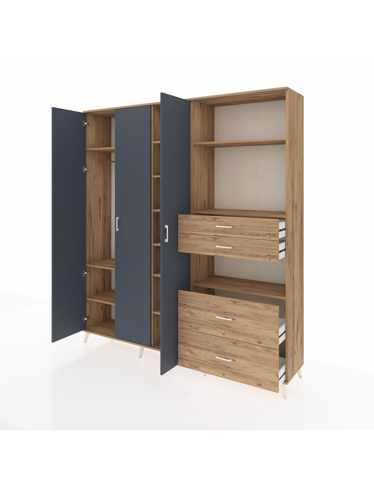 Hyperion Dolap 12 Raflı 4 Çekmeceli Tek Askılı 220x44x243 - S553M047V27B