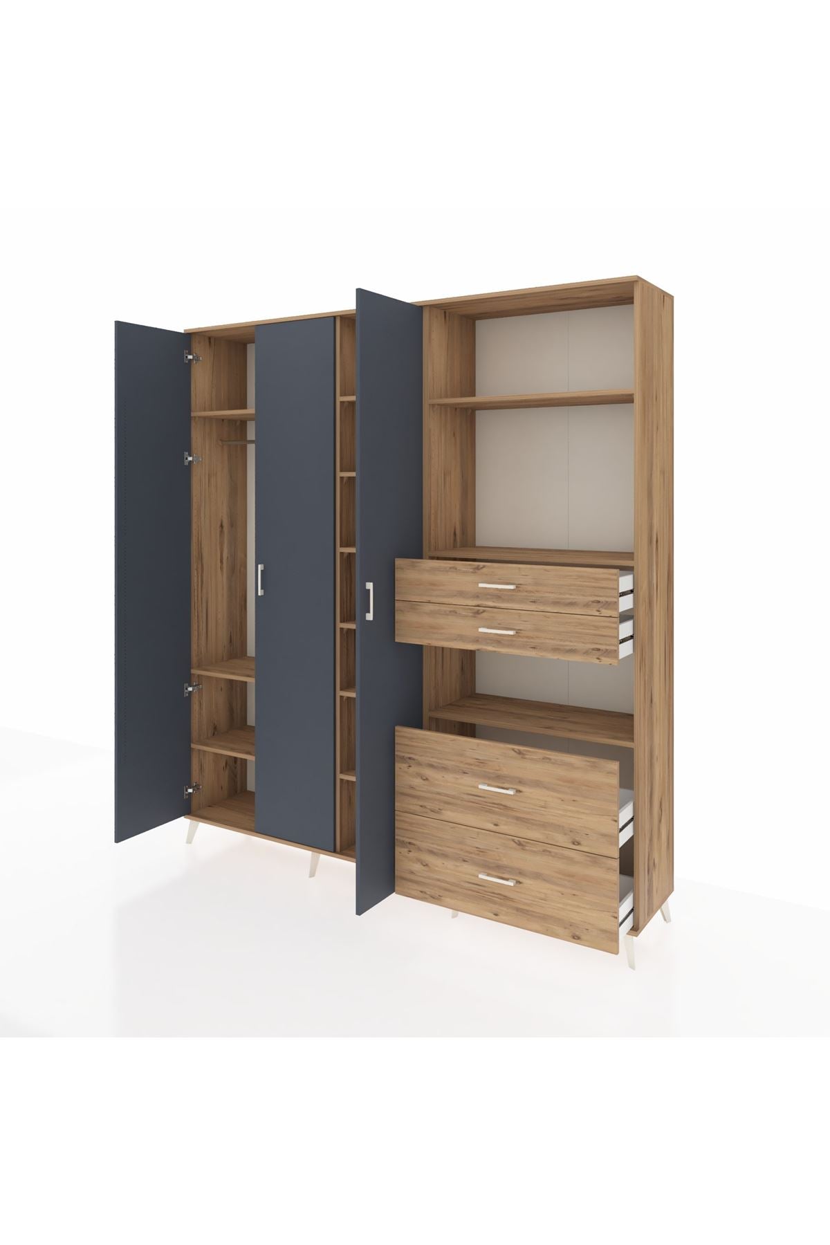 Hyperion Dolap 12 Raflı 4 Çekmeceli Tek Askılı 220x44x243 - S553M047V27B