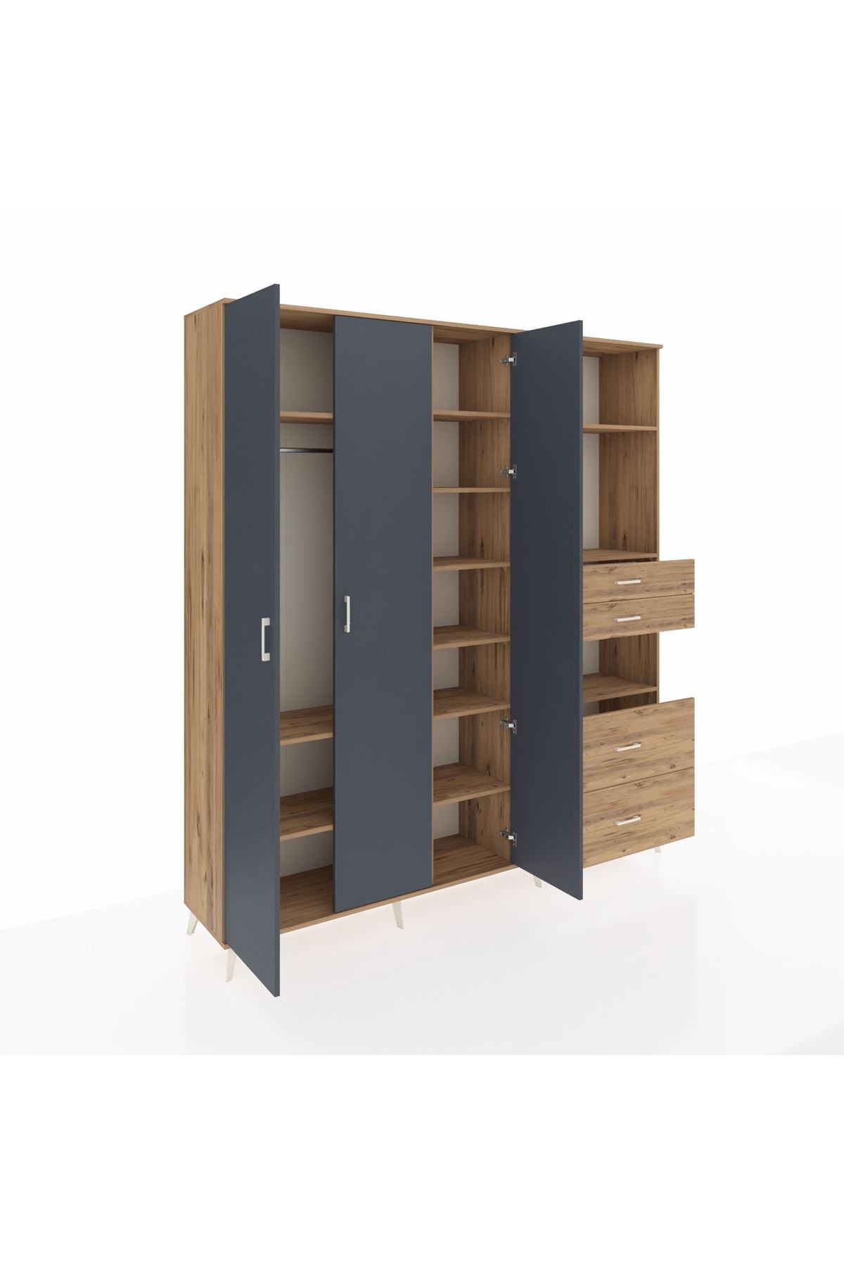 Hyperion Dolap 12 Raflı 4 Çekmeceli Tek Askılı 220x44x243 - S553M047V27B