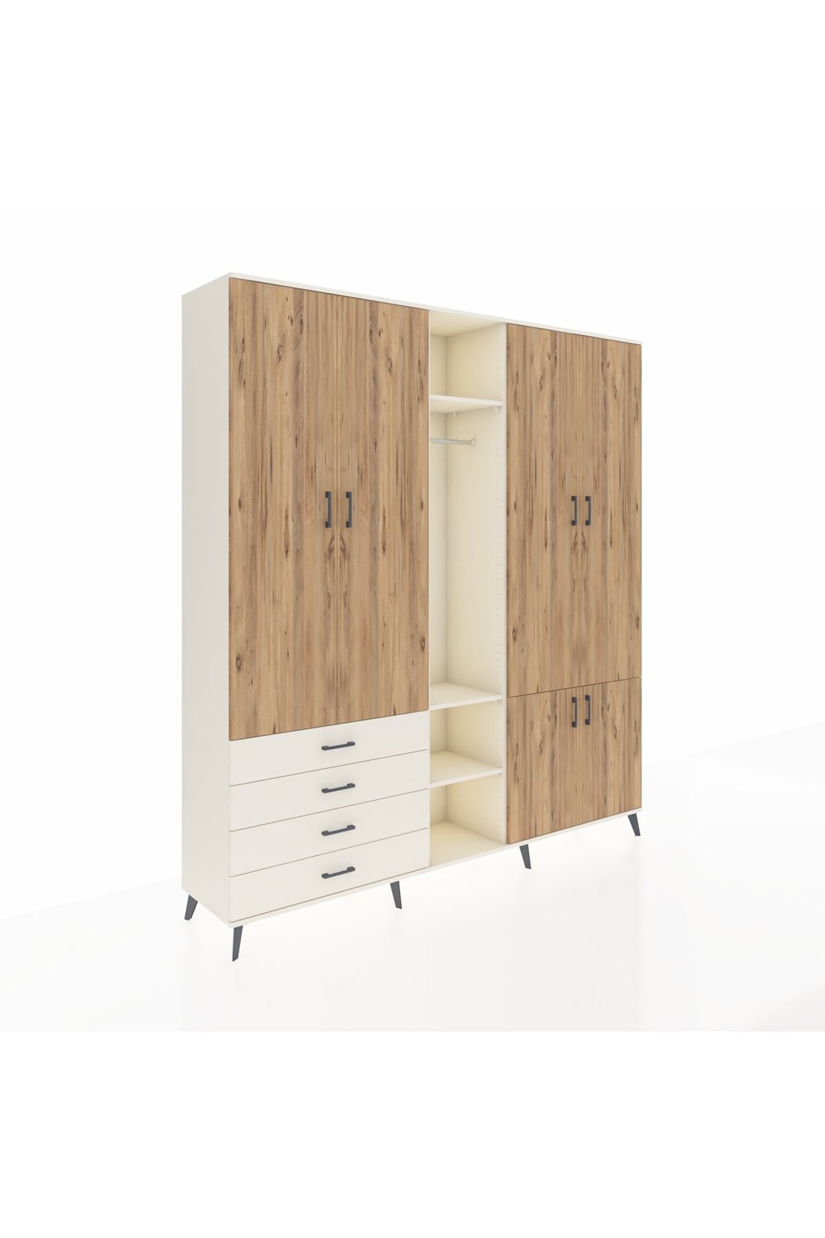 Hyperion Dolap 14 Raflı 4 Çekmeceli Tek Askılı 220x44x243 - S553M048V01B